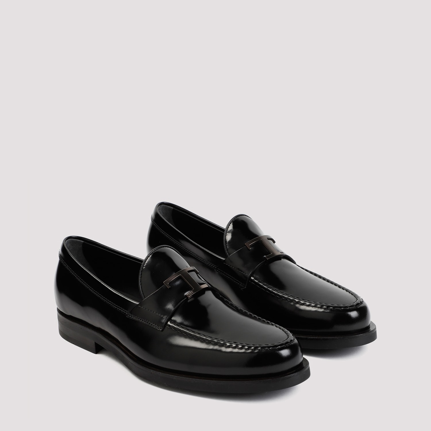 Shop Tod's Brushed Leather Loafers In Nero