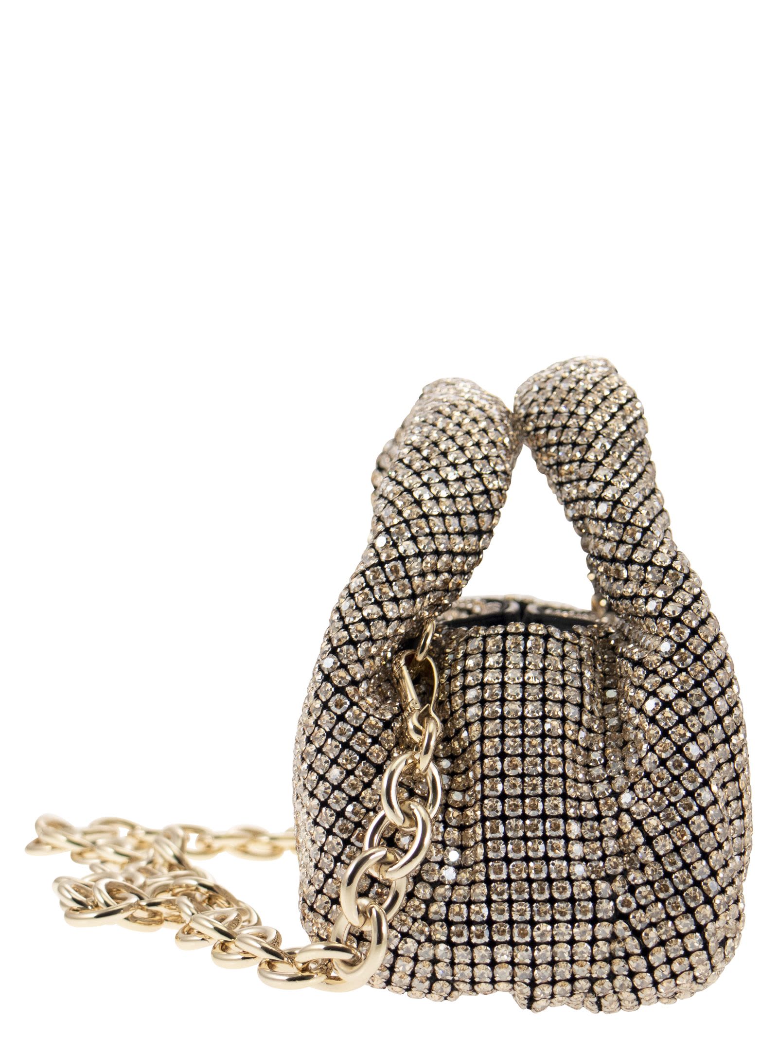 Shop Stuart Weitzman The Moda Shine Mini - Hand Bag With Crystals In Gold