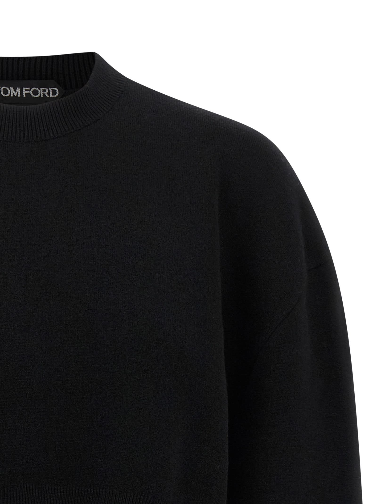 Tom Ford Knitted Sweater In Wool And Cashmere Blend In Black