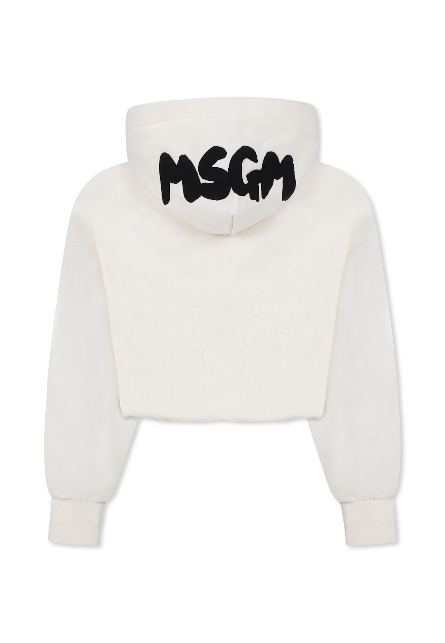Msgm Ivory Sweatshirt For Girl With Logo In White