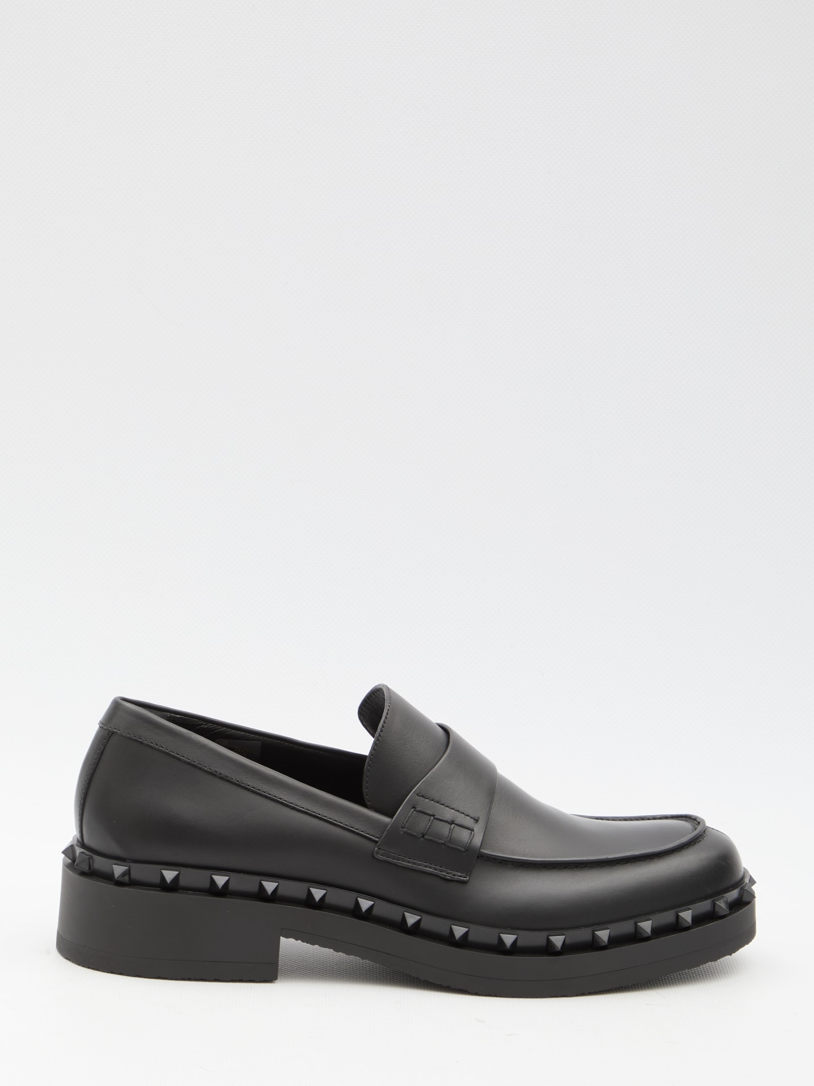 Shop Valentino Rockstud M-way Loafers In Black