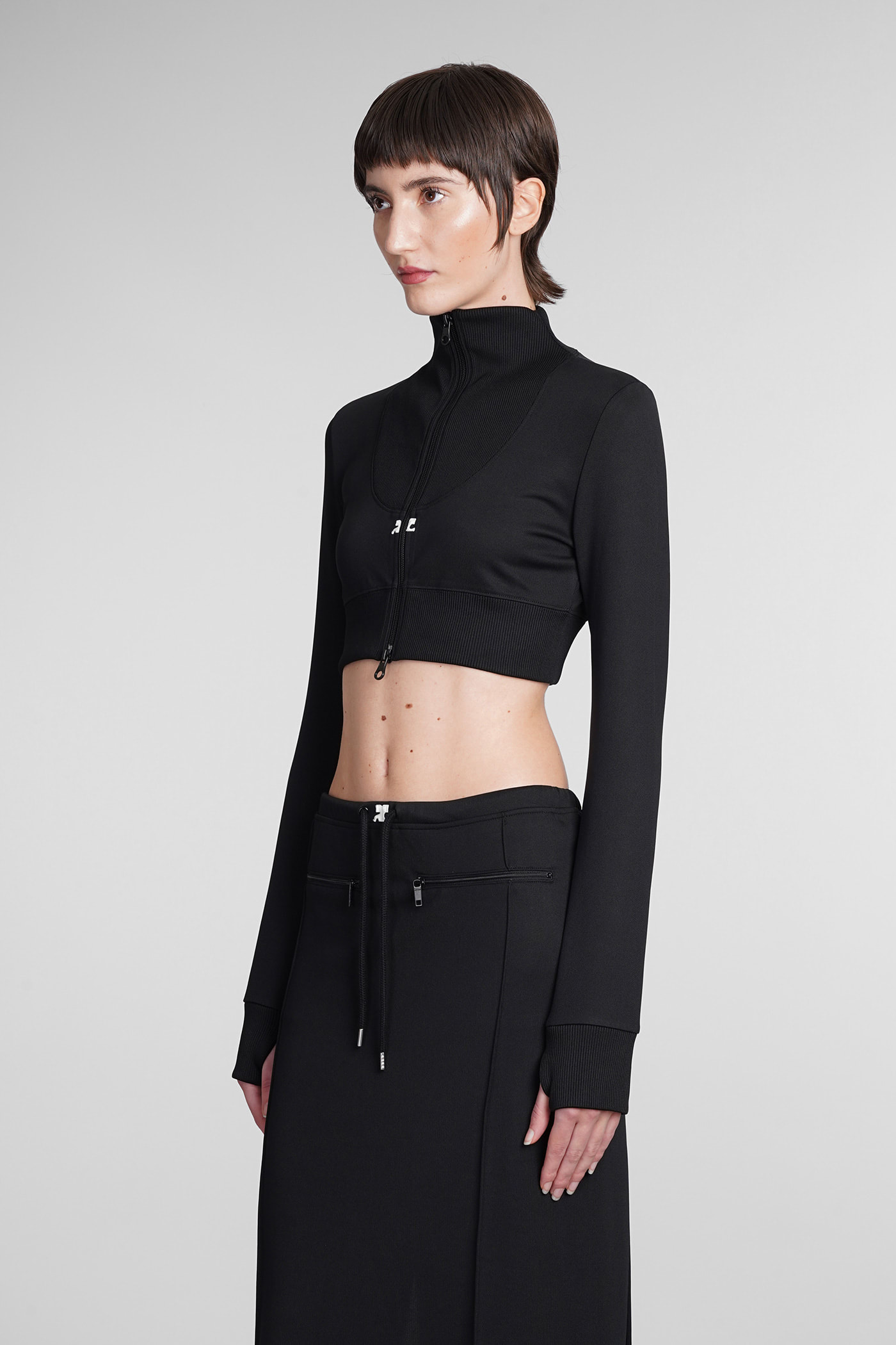 Shop Courrèges Black Polyester Sweatshirt