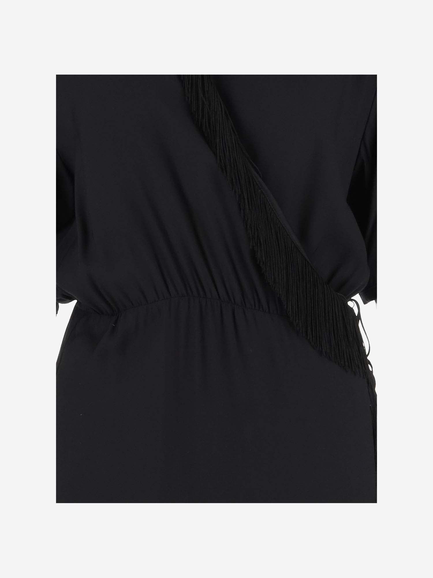 Shop Pinko Viscose Twill Dress With Bangs In Black