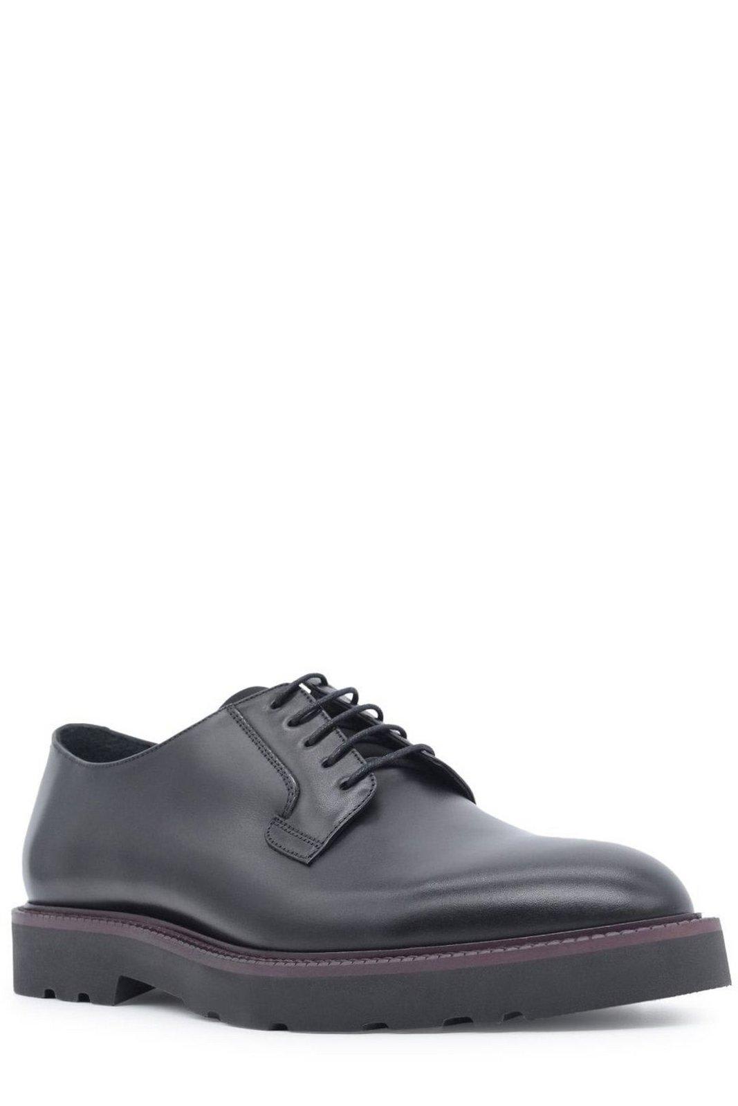 Shop Paul Smith Almond Toe Derby Shoes In Black