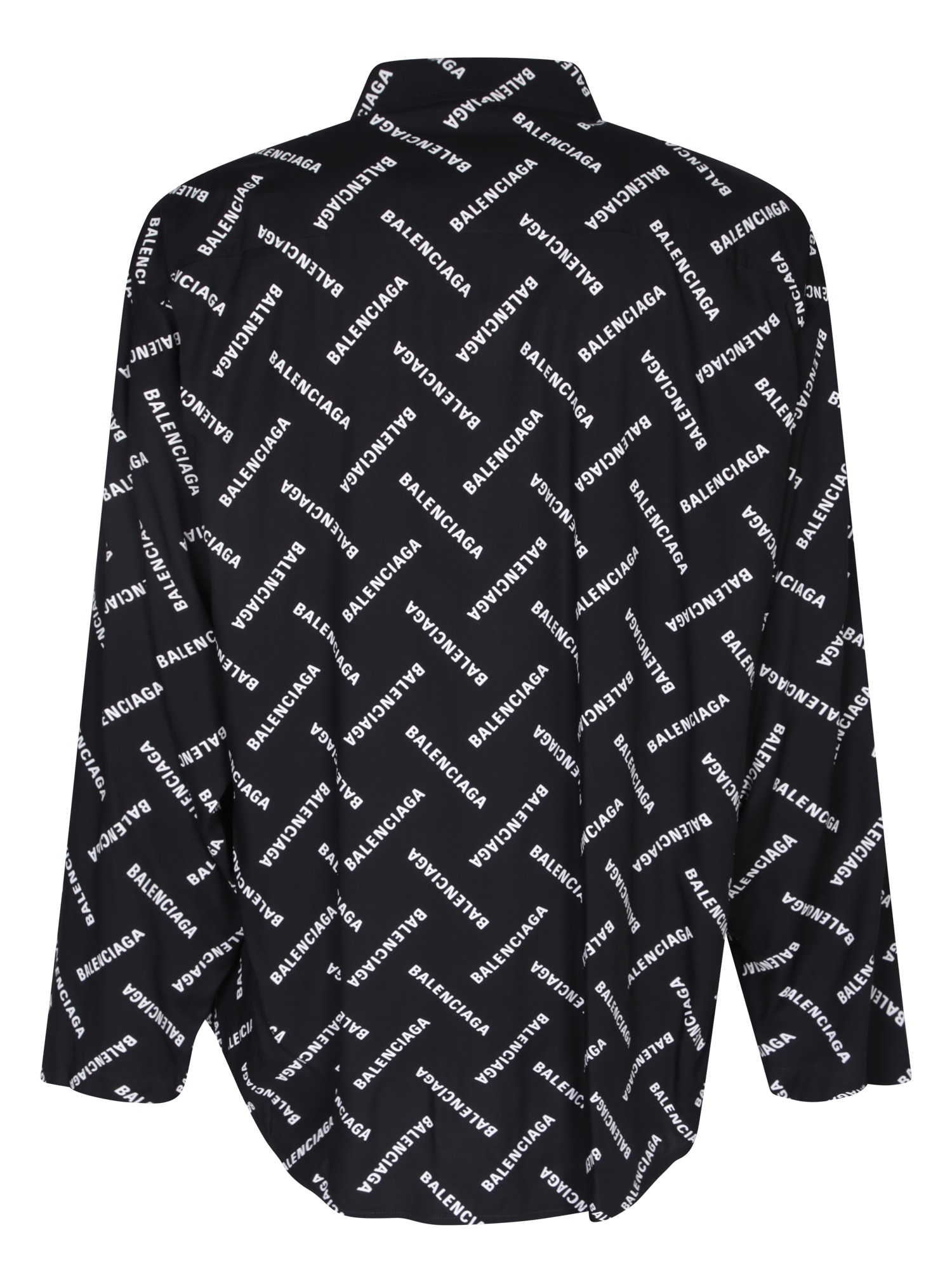 Shop Balenciaga All-over Logo Black Shirt