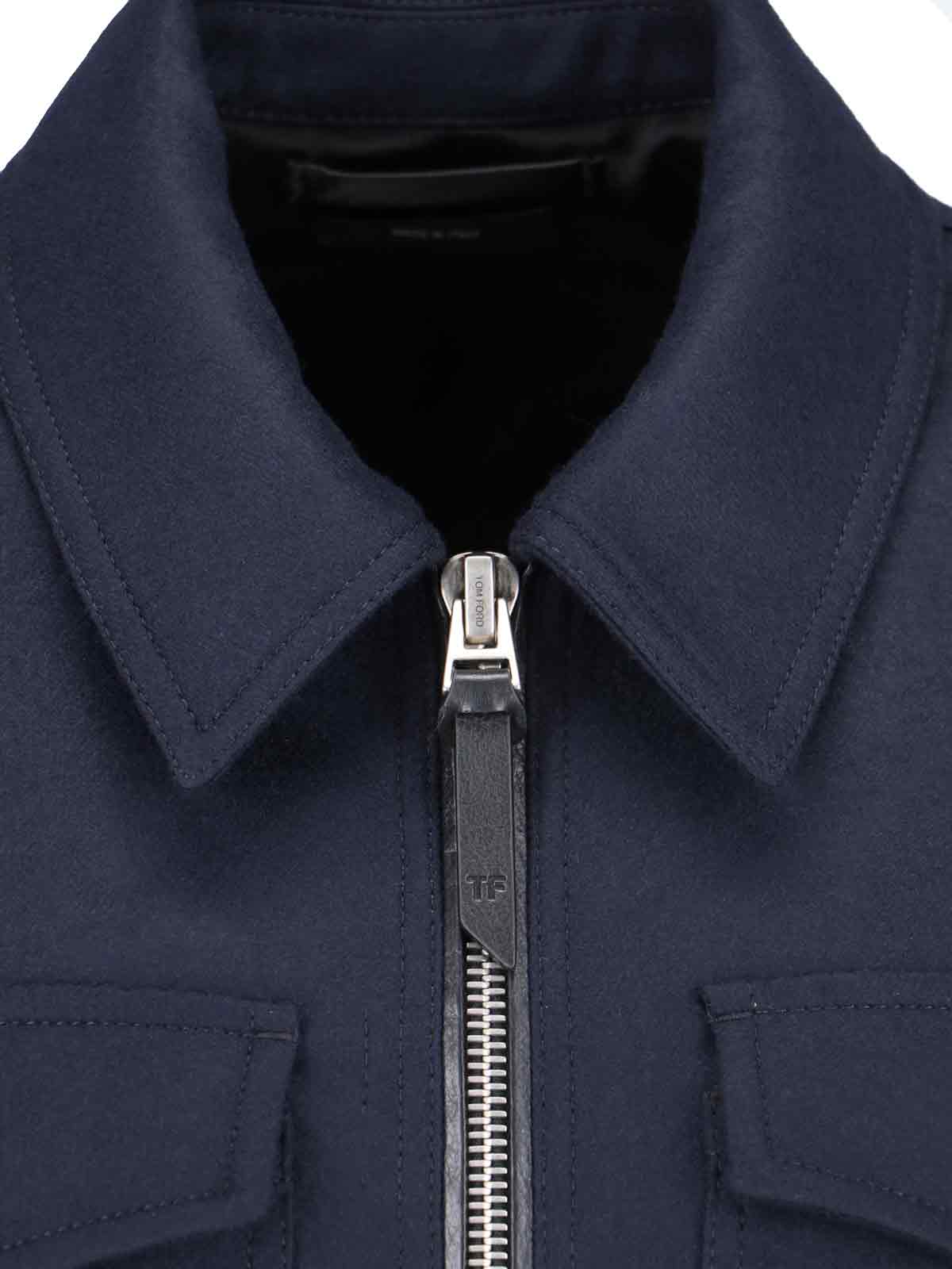 Shop Tom Ford Zip Tech Jacket In Blue