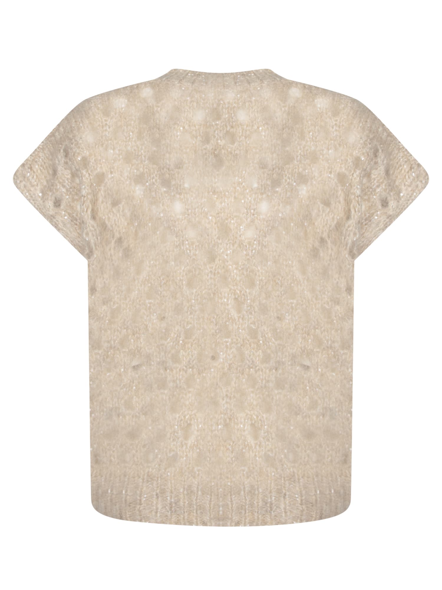 Brunello Cucinelli V-neck Open-knit Vest In Neutral