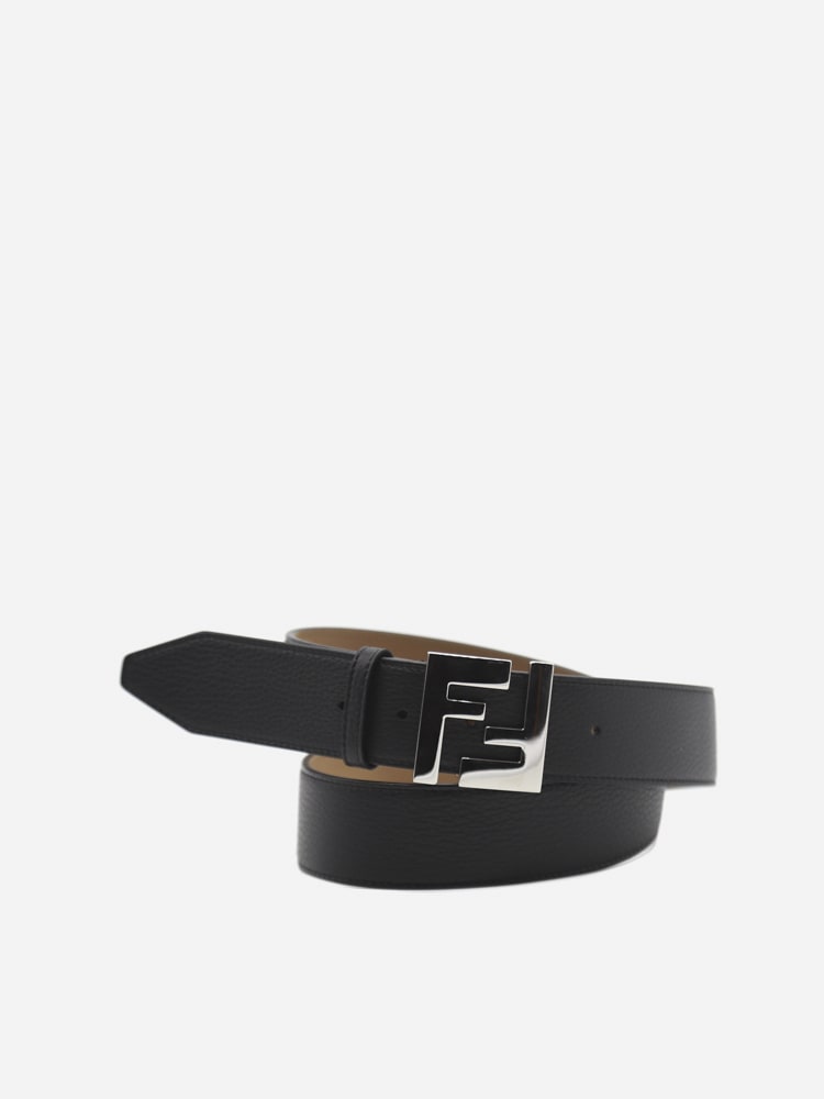 Fendi Roman Leather Belt With Ff Buckle In Black | ModeSens