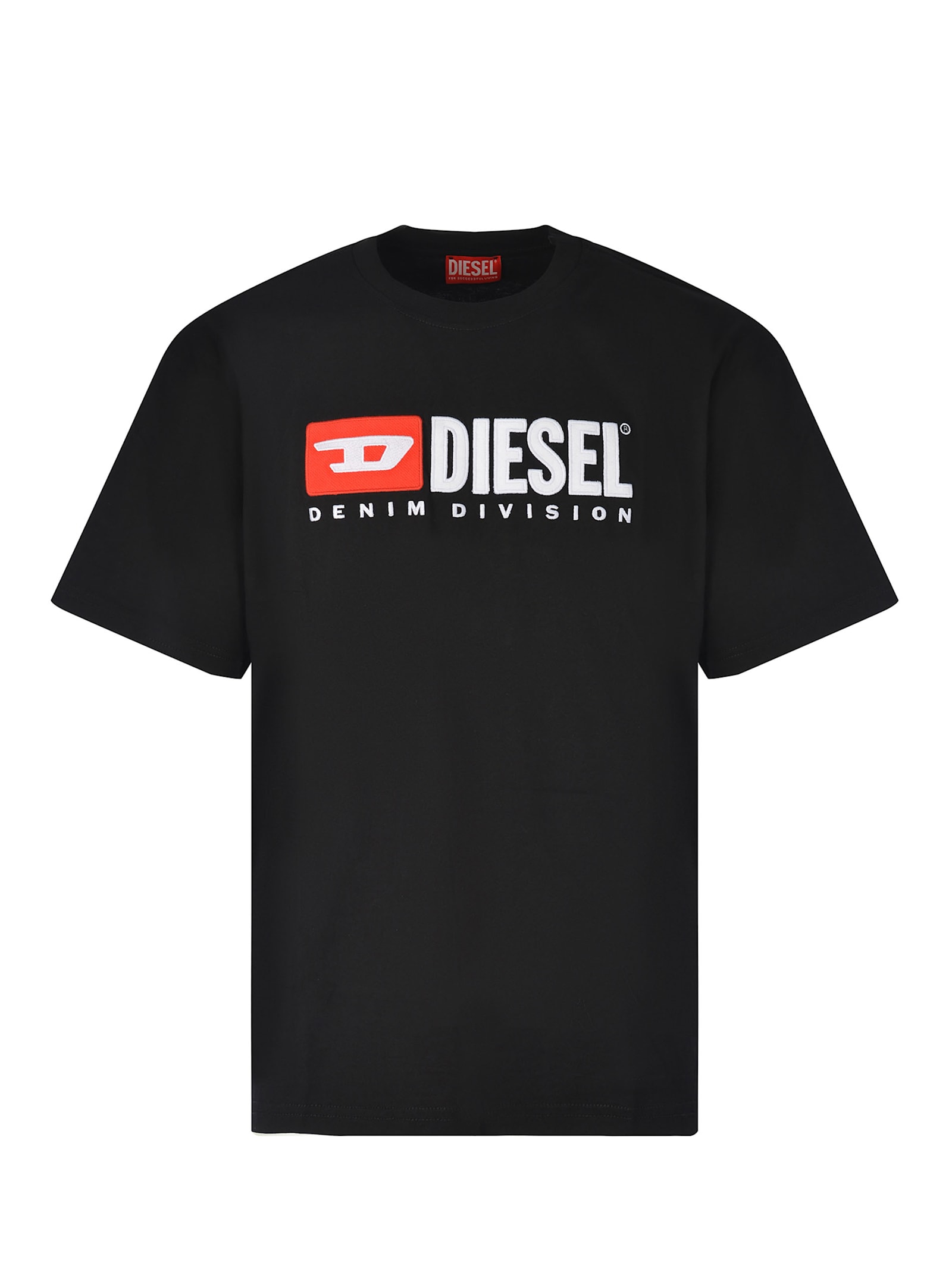Diesel T-diegor-div Logo-embroidered T-shirt In Black