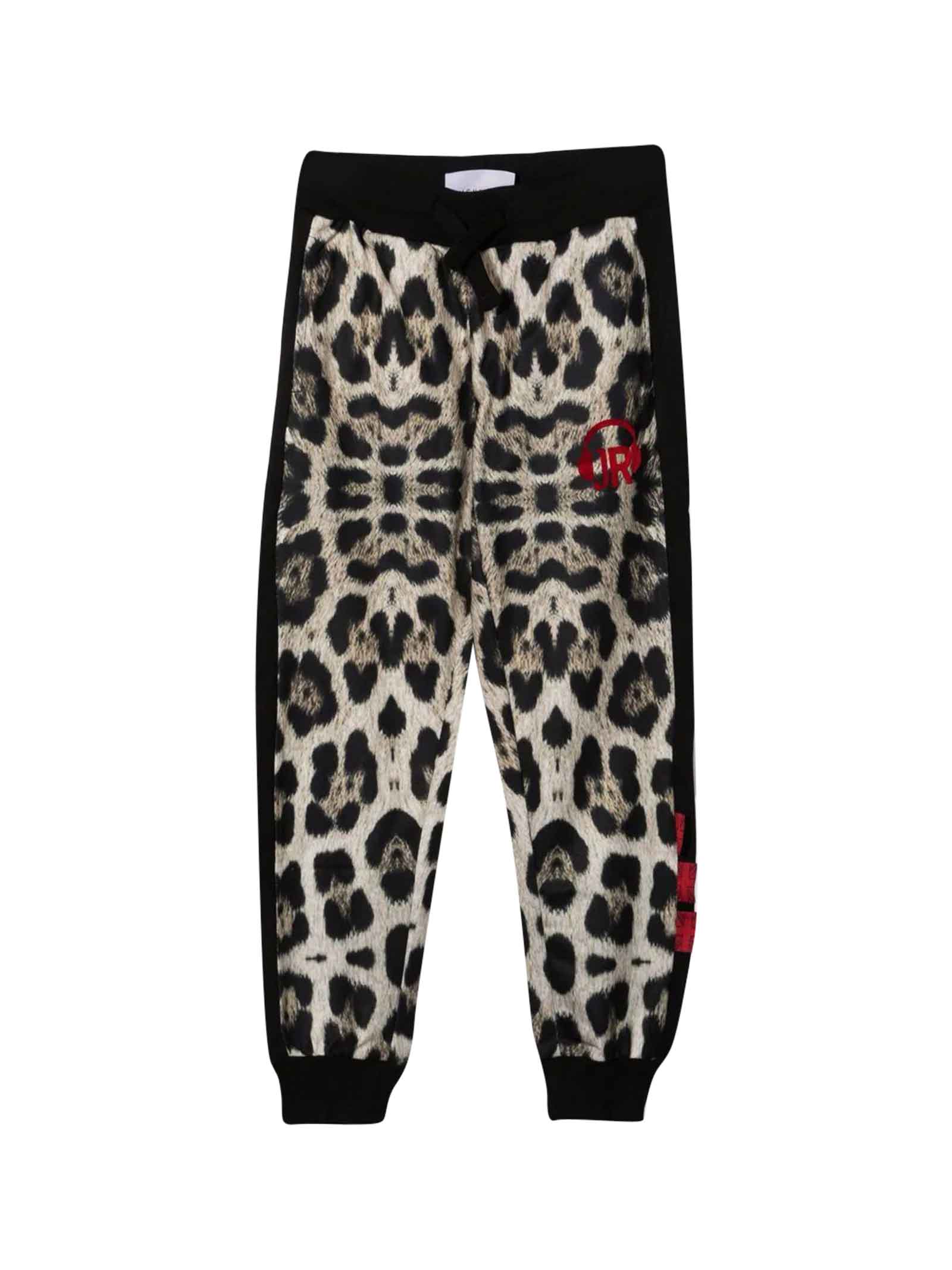 John Richmond Teen Sport Trousers With Leopard Print