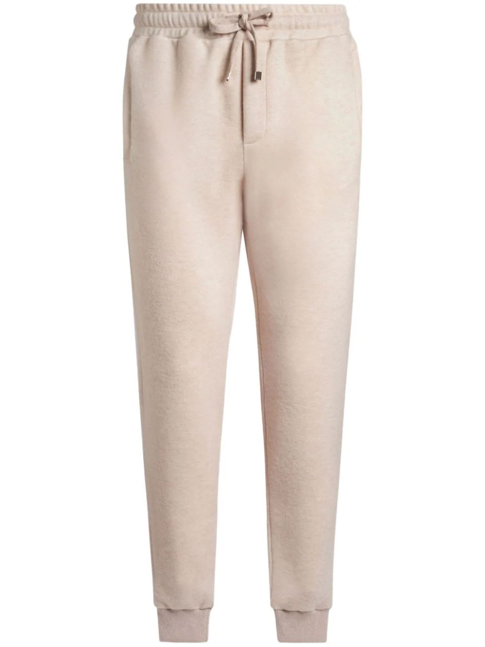 Etro Pegaso-embroidered Wool Jogging Trousers In Beige