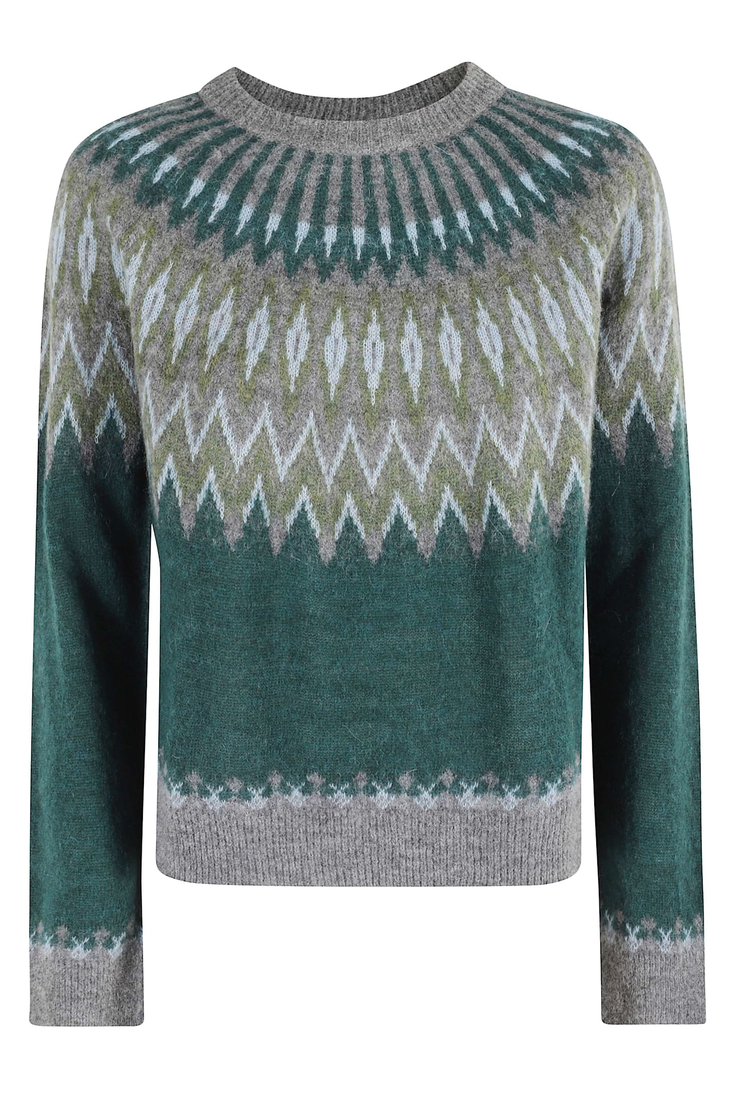 Roberto Collina Geometric Knitwear With Crew Neck And Long Sleeves In Green