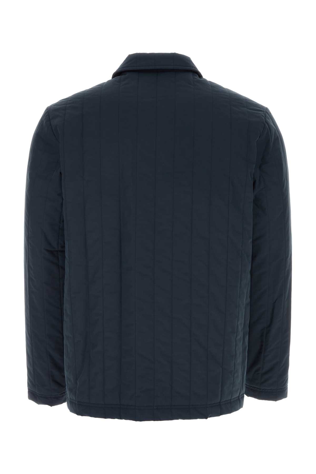 Apc Navy Blue Cotton Blend Padded Shirt In Darknavy