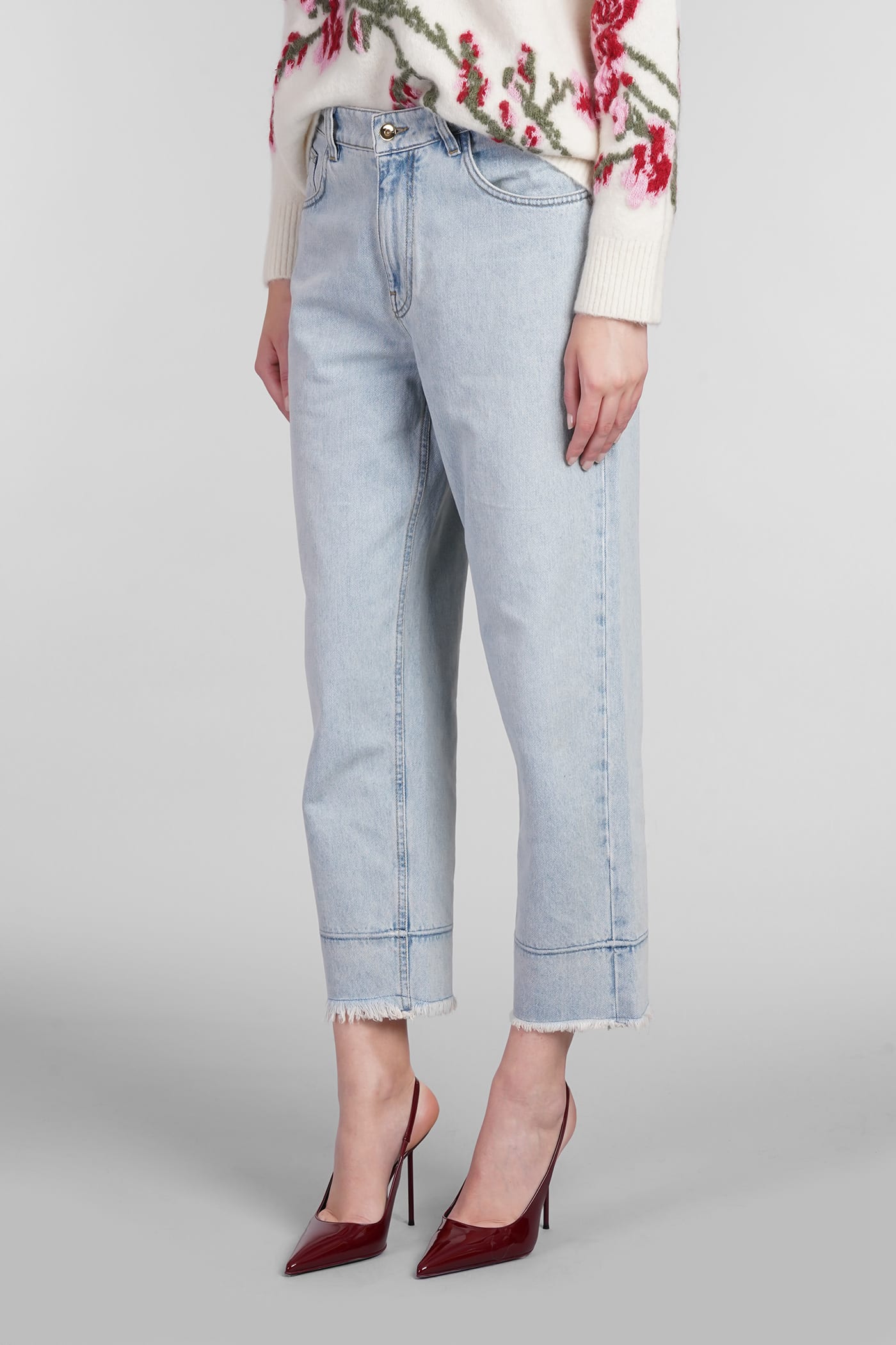 Shop Blumarine Jeans In Cyan Cotton