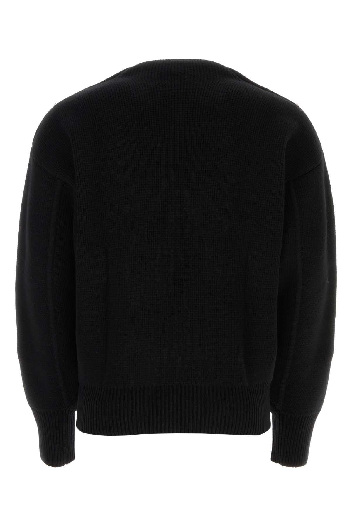 Ferragamo Black Wool Blend Sweater In Nero
