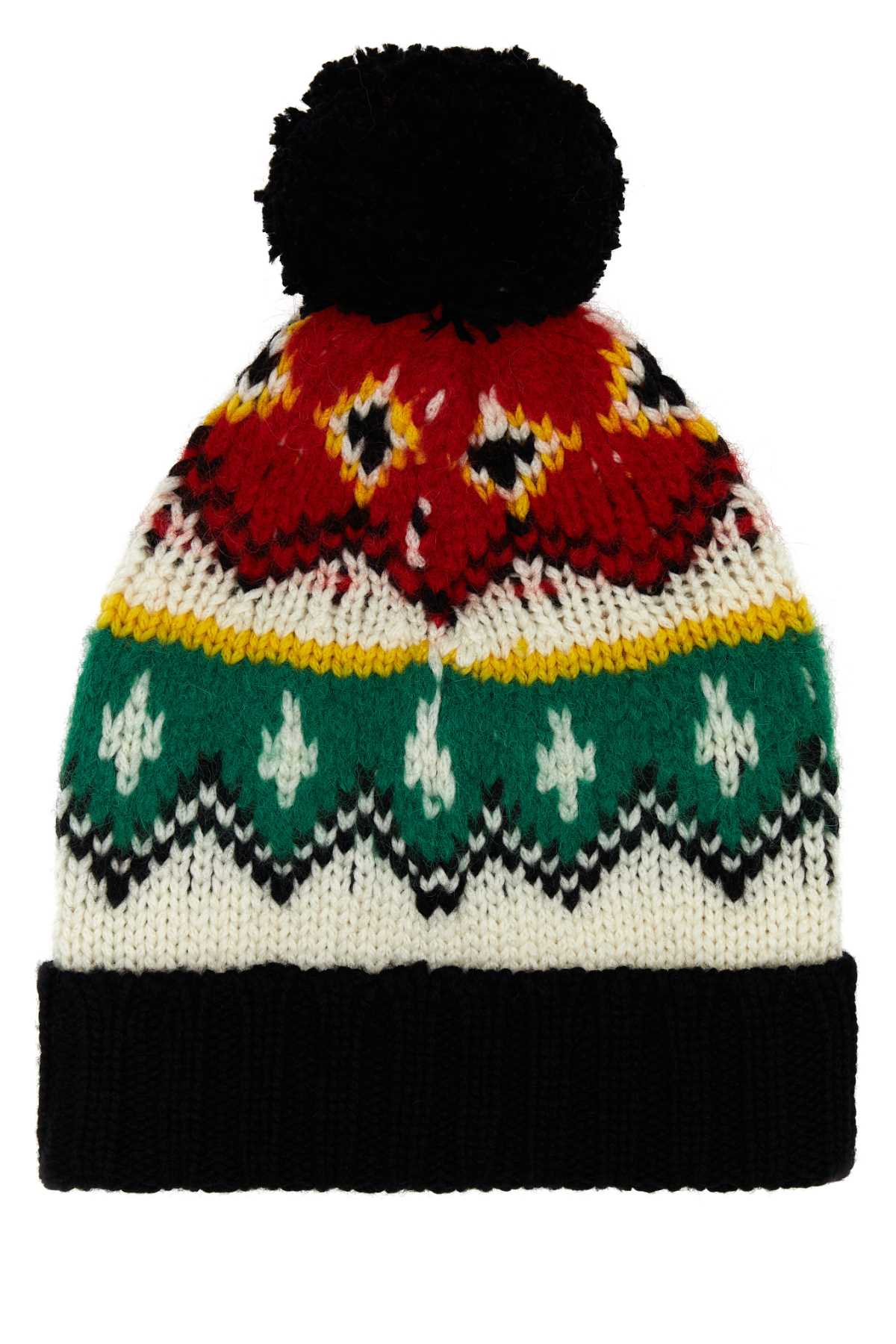 Shop Moncler Embroidered Wool Blend Beanie Hat In 002