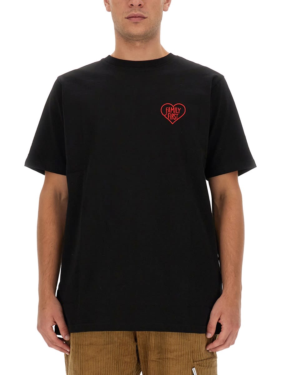 Shop Family First Milano T-shirt With Logo In Black