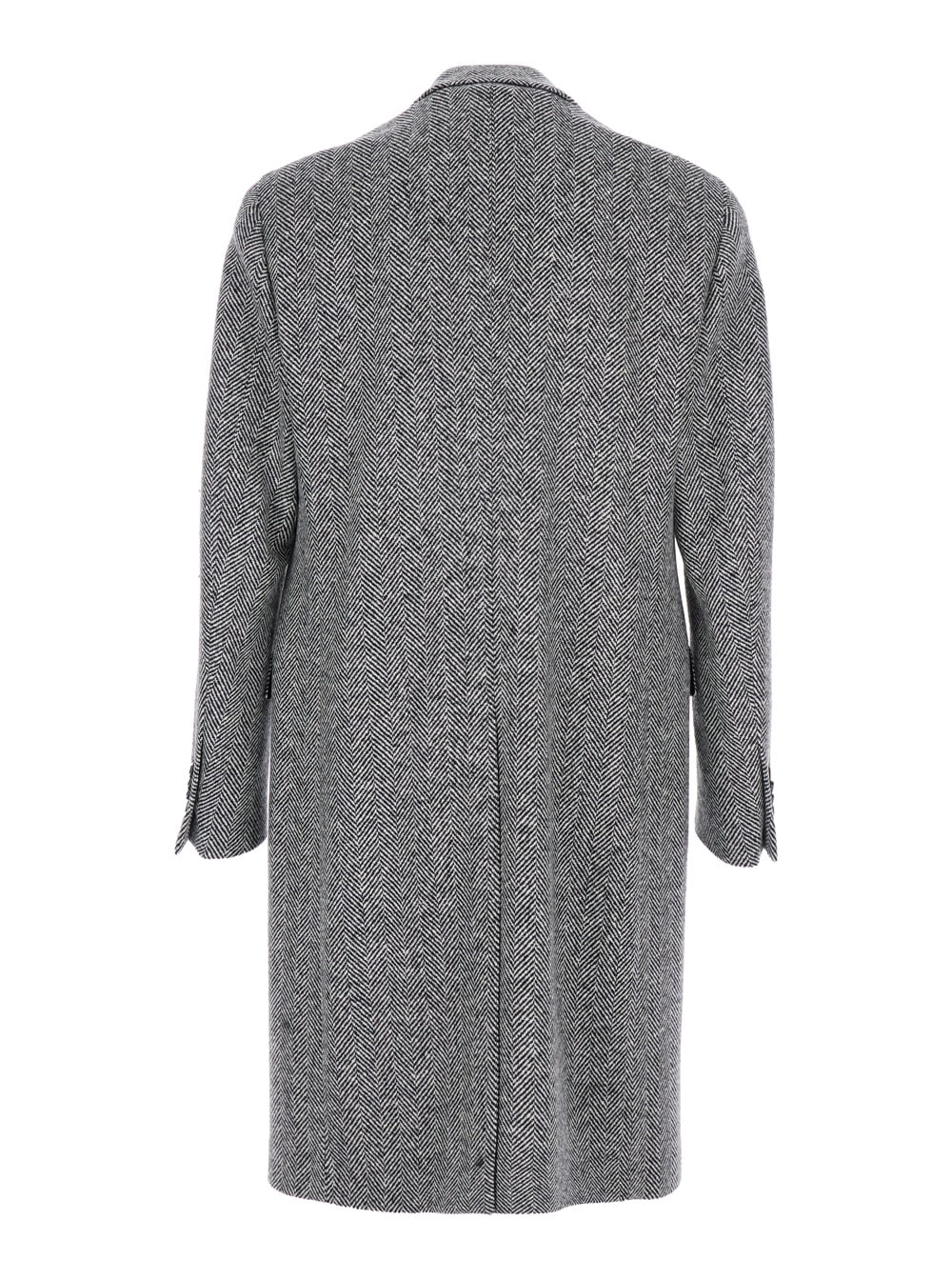 Lardini Herringbone Single-breasted Coat In Gray