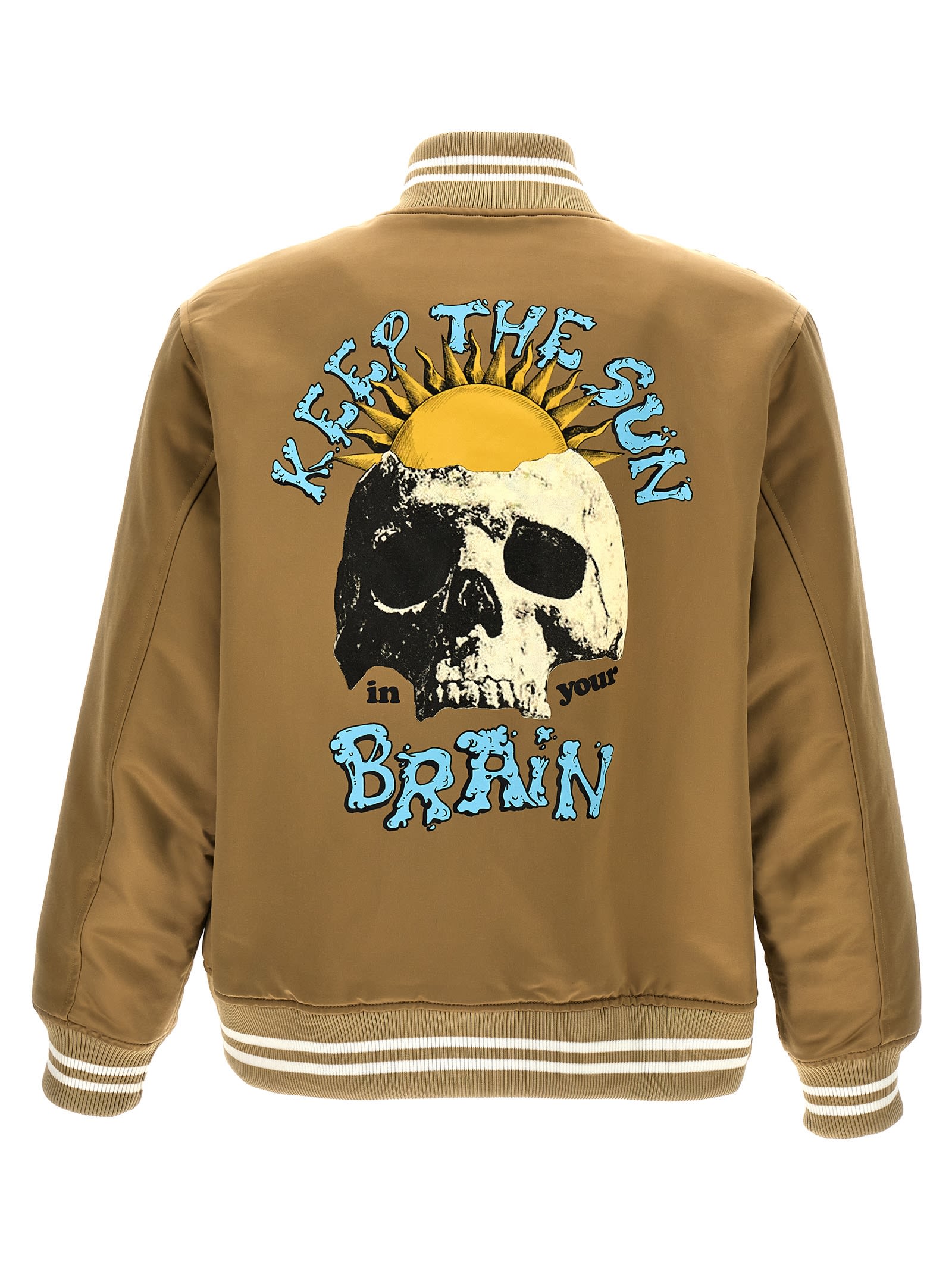 Shop Undercover Keep The Sun In Your Brain Bomber Jacket In Beige