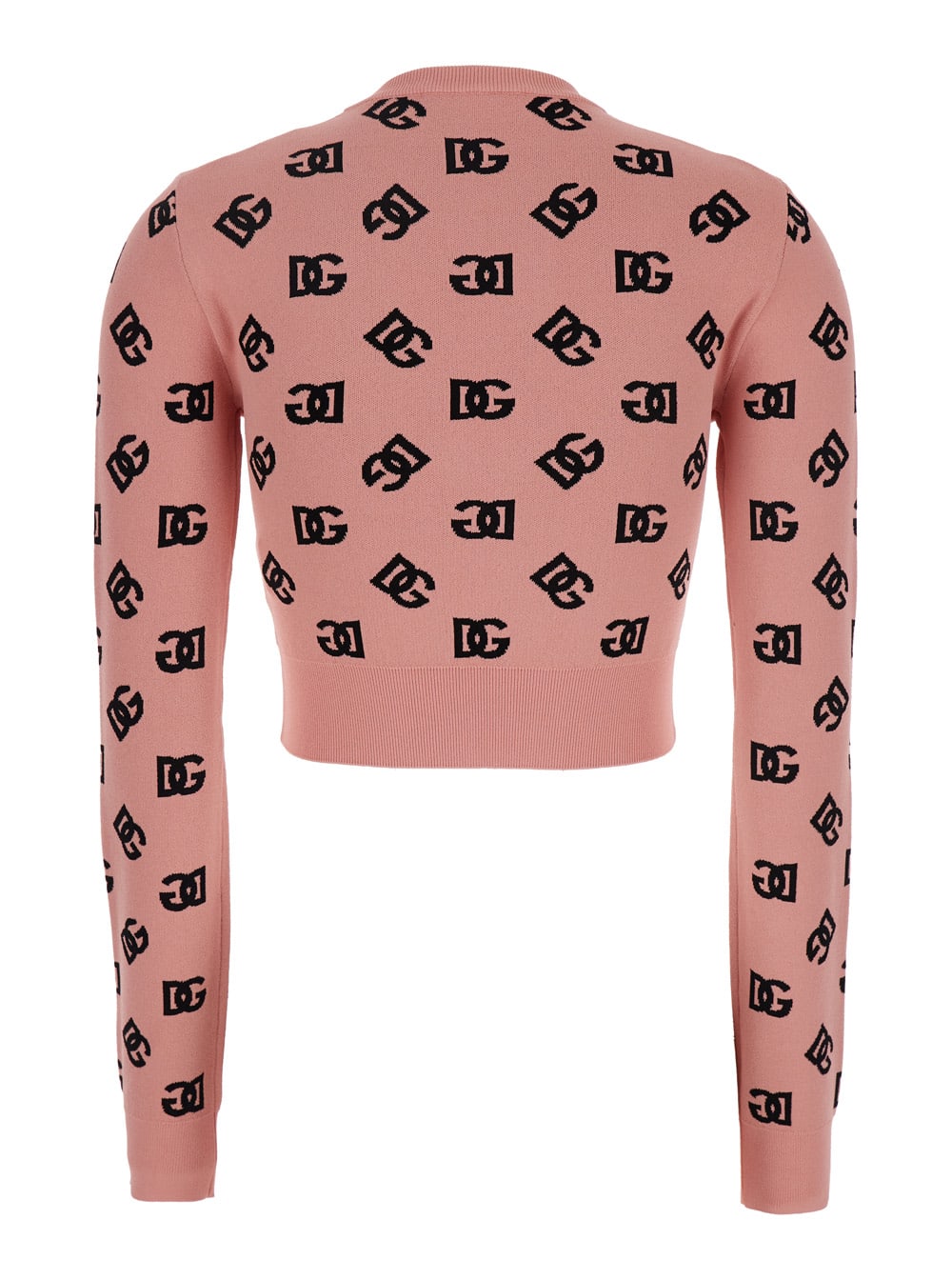 Dolce & Gabbana Crew Neck Cropped Knitwear In Pink