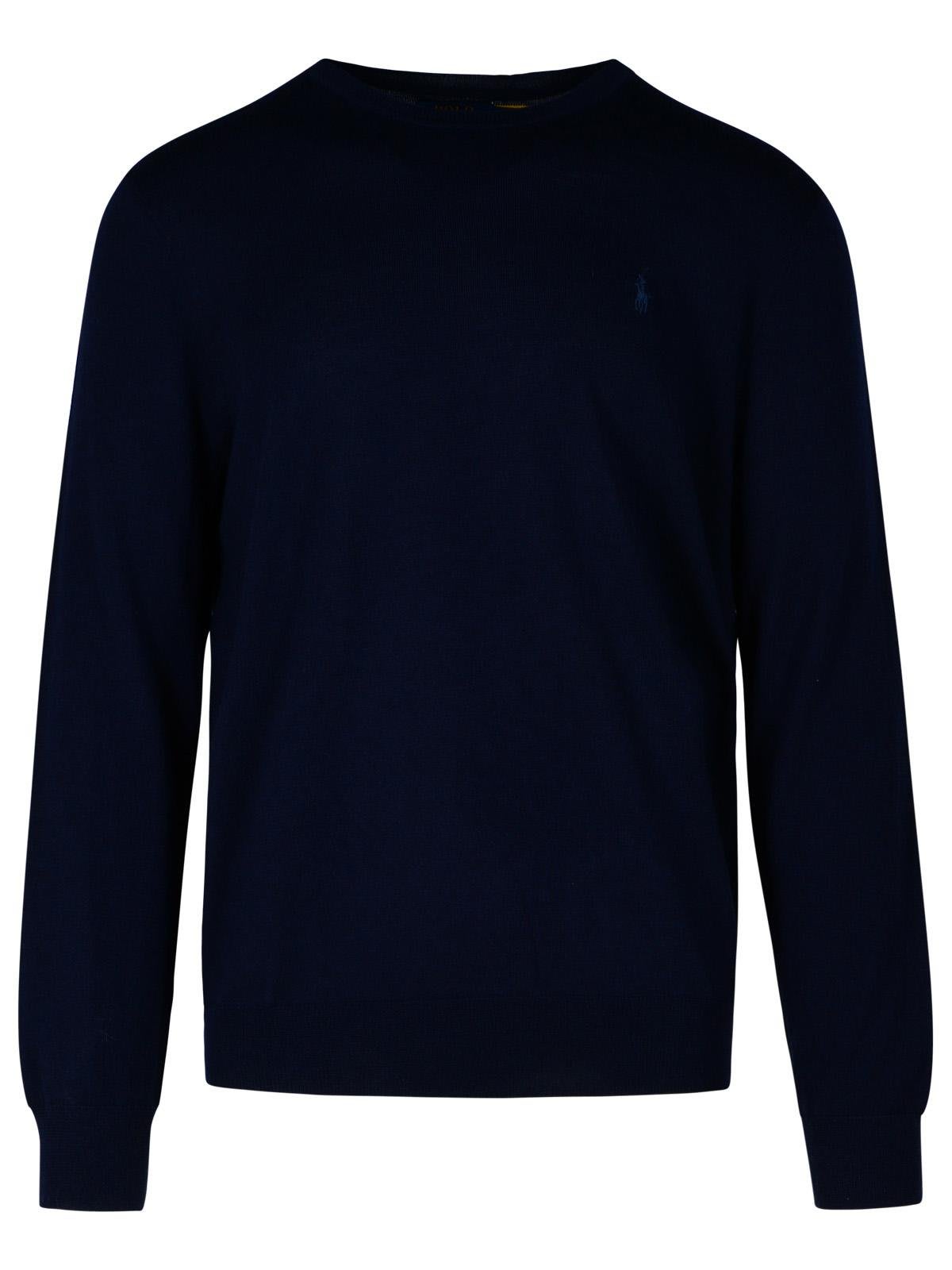 Shop Ralph Lauren Logo Embroidered Crewneck Jumper In Hunter Navy