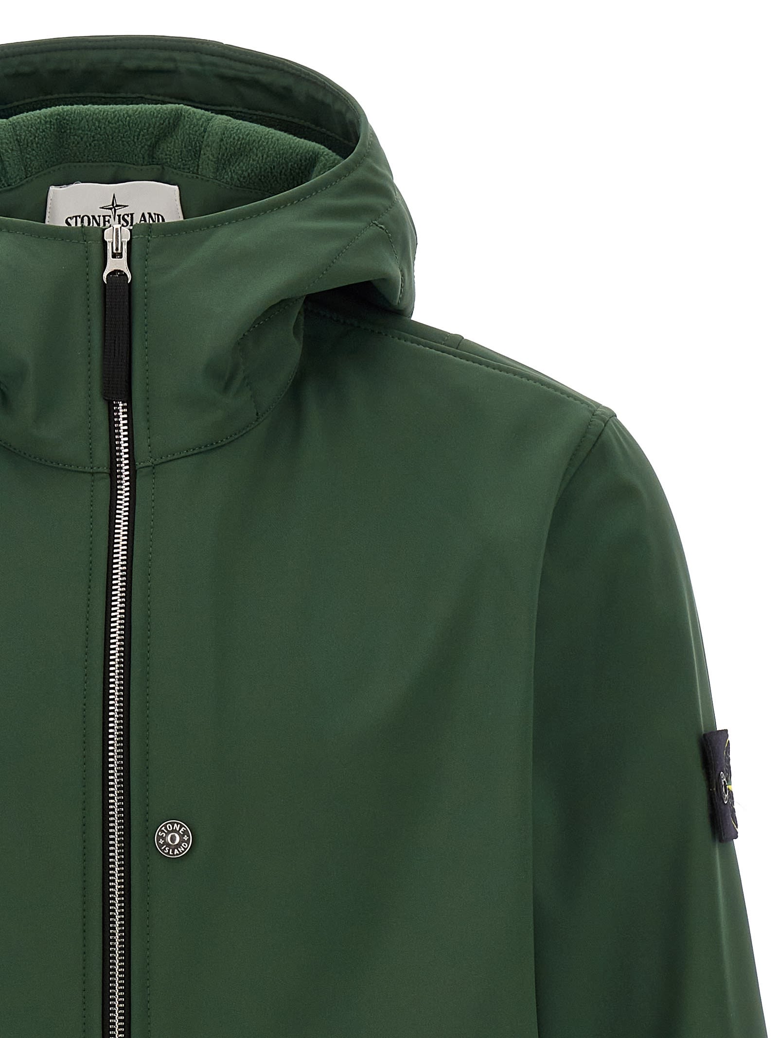 Stone Island Q100004 Hooded Zip-front Jacket In Green