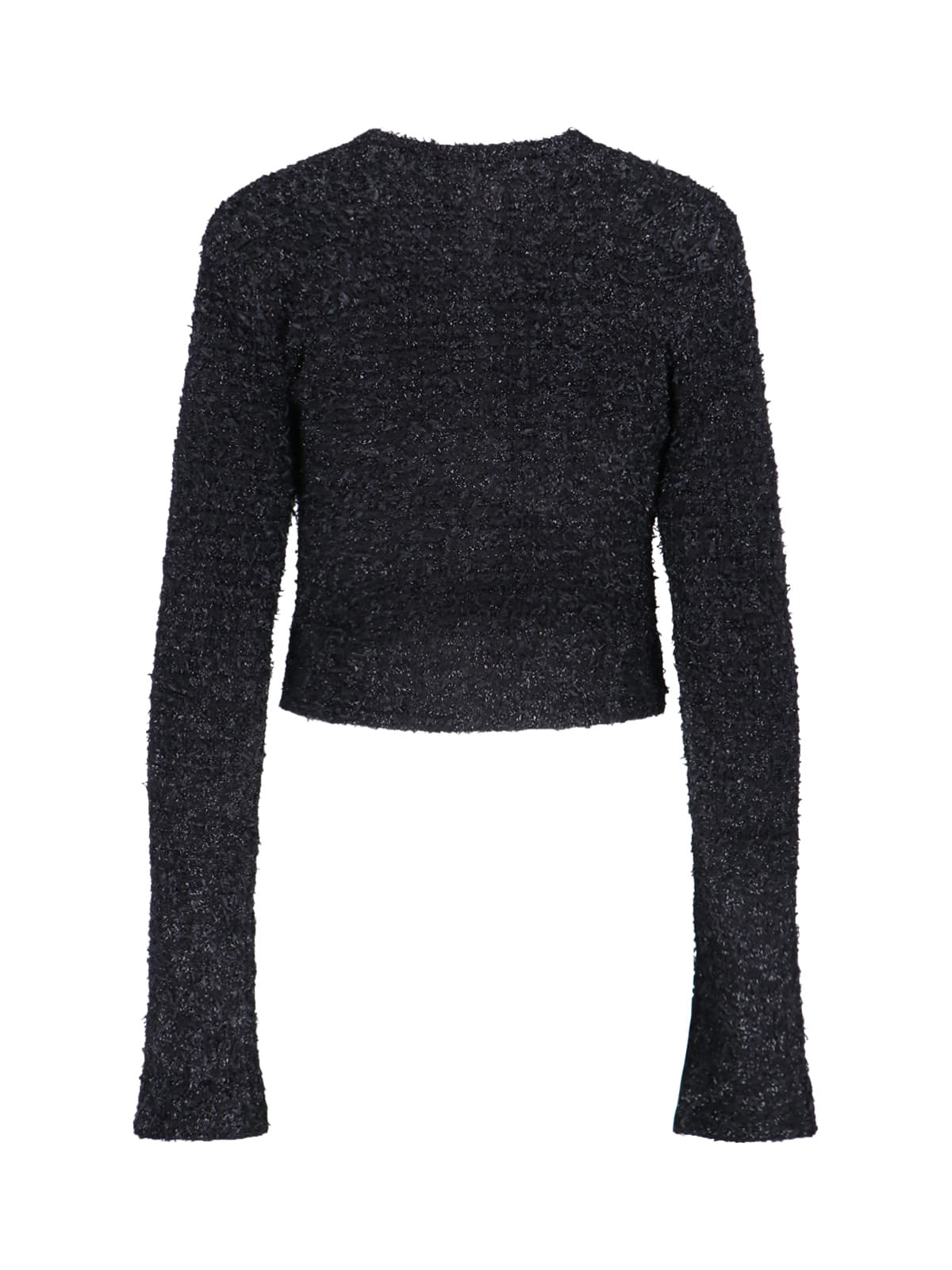 Shop Balenciaga Button Crop Cardigan In Black