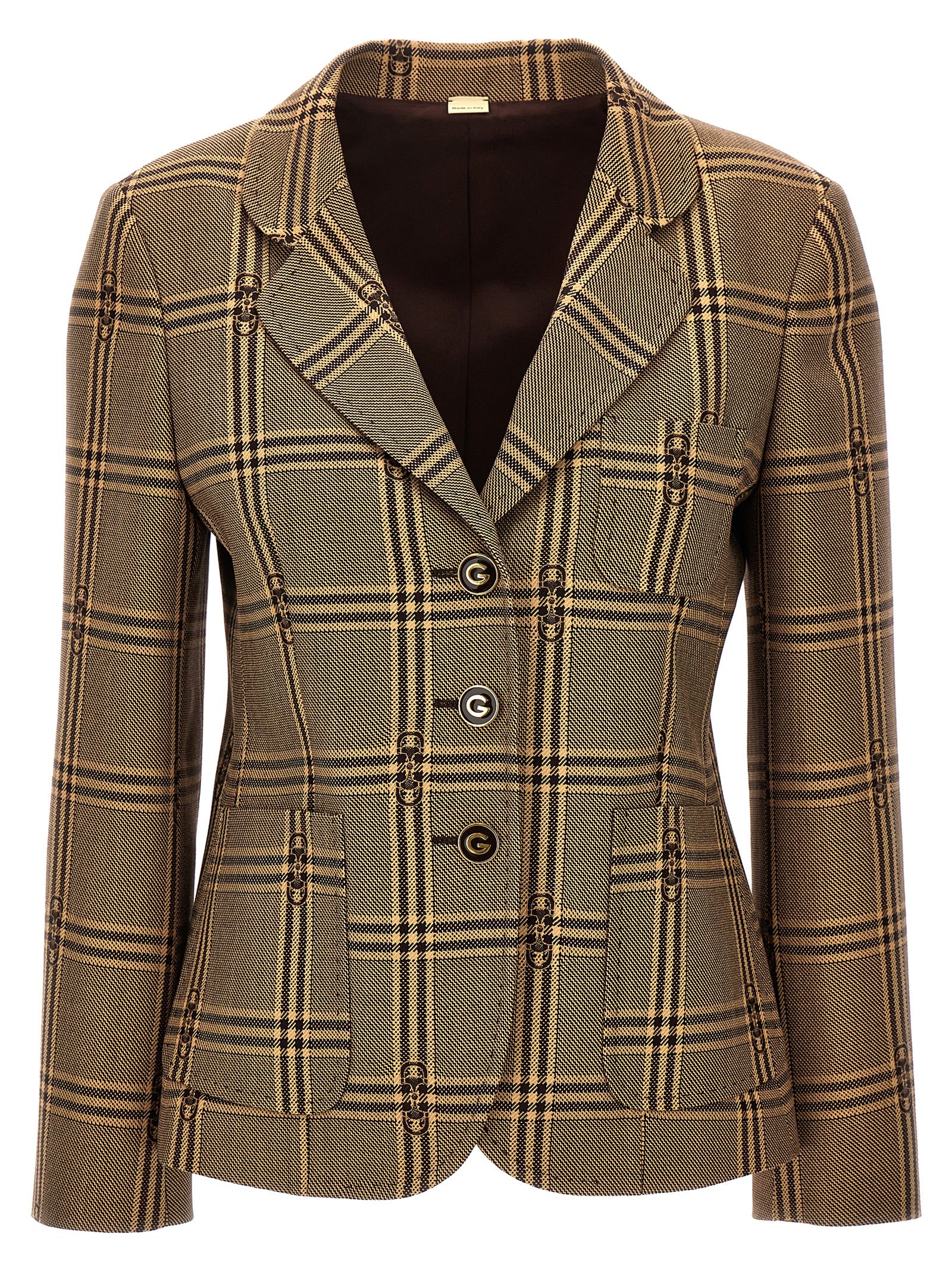 Shop Gucci Morsetto Blazer In Beige