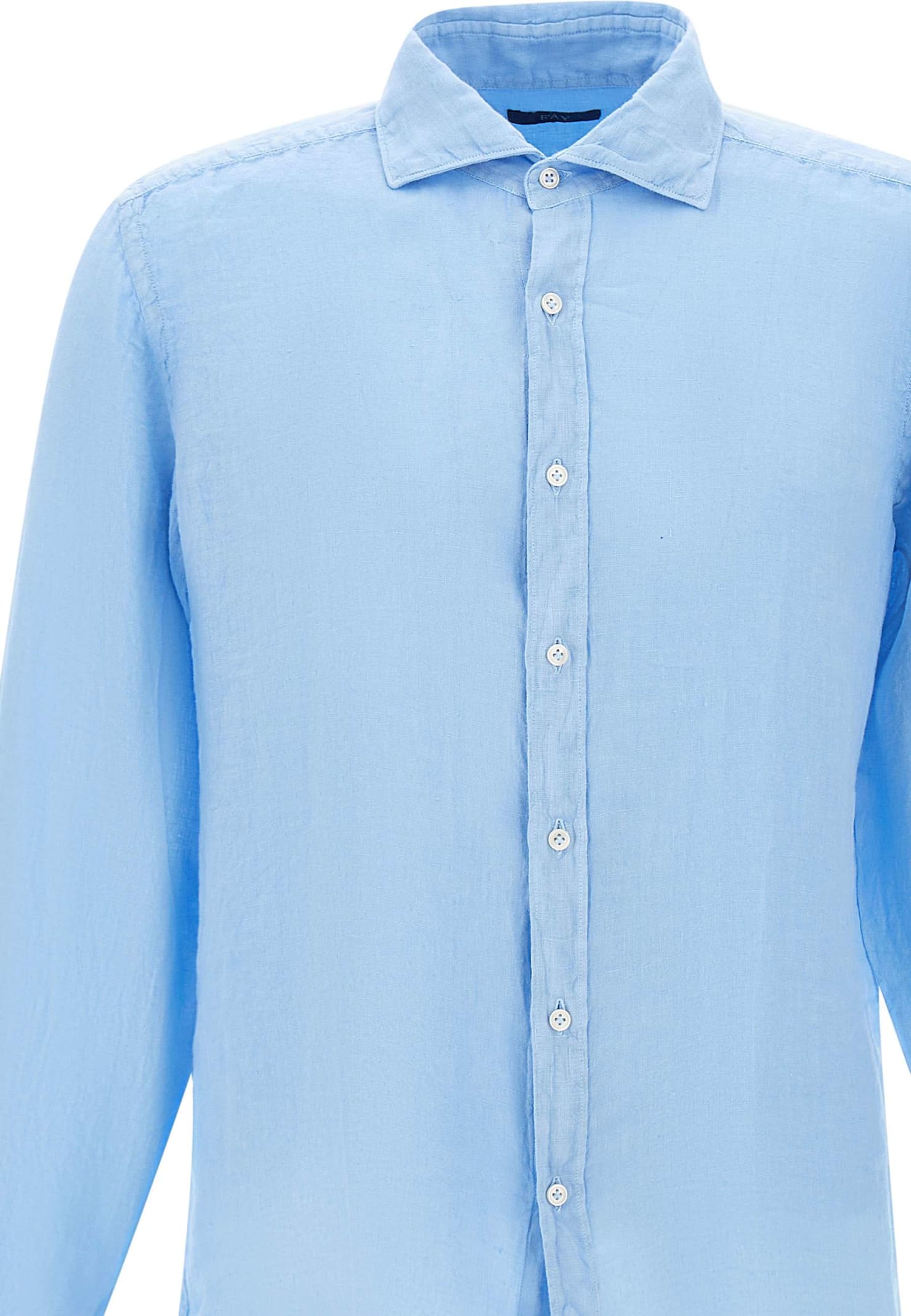 Shop Fay Linen Shirt In Clear Blue