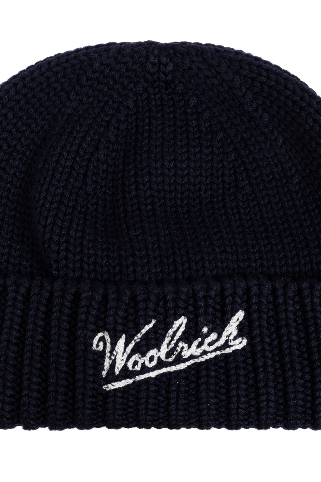 Woolrich Logo Intarsia Knit Beanie In Blue