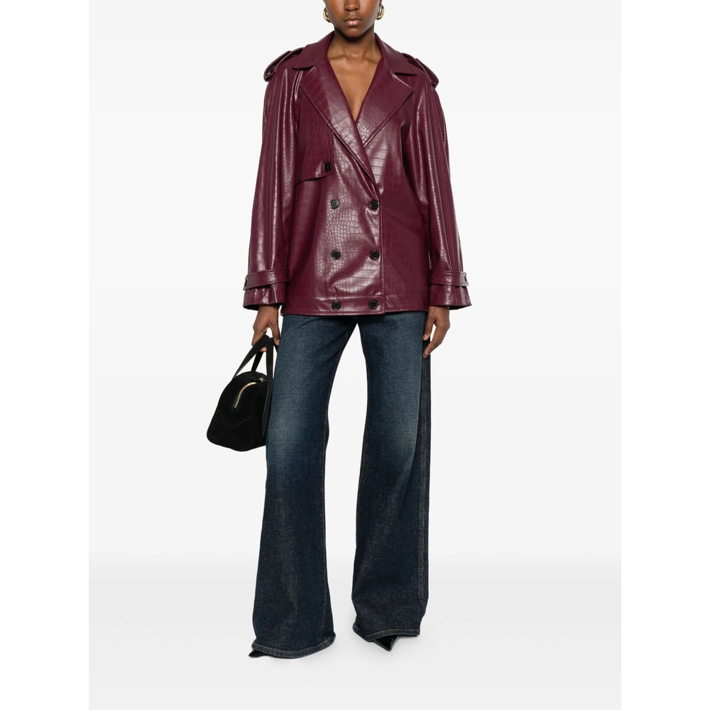 The Nina Studio Crocodile-effect Double-breasted Jacket In Red