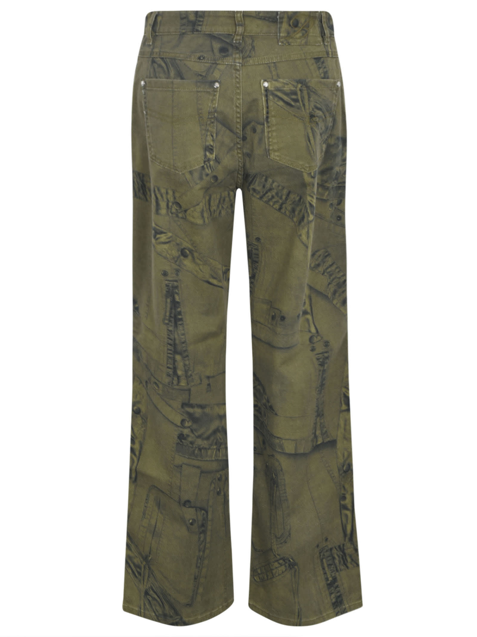 Shop Blumarine Printed Flared Jeans In Militare Nero
