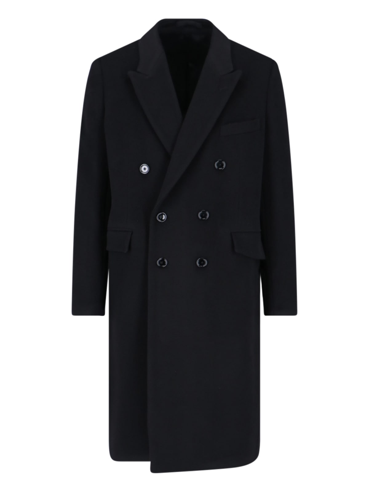 Shop Lardini Double-breasted Midi Coat In Black