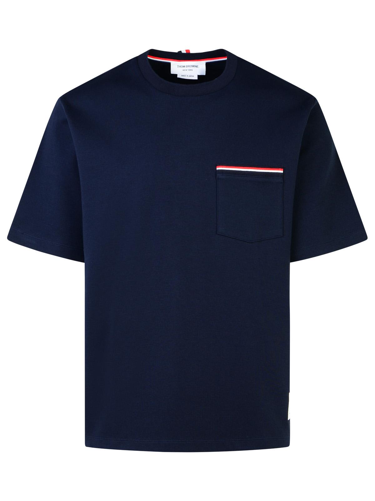 Shop Thom Browne Milano Over Navy Cotton T-shirt