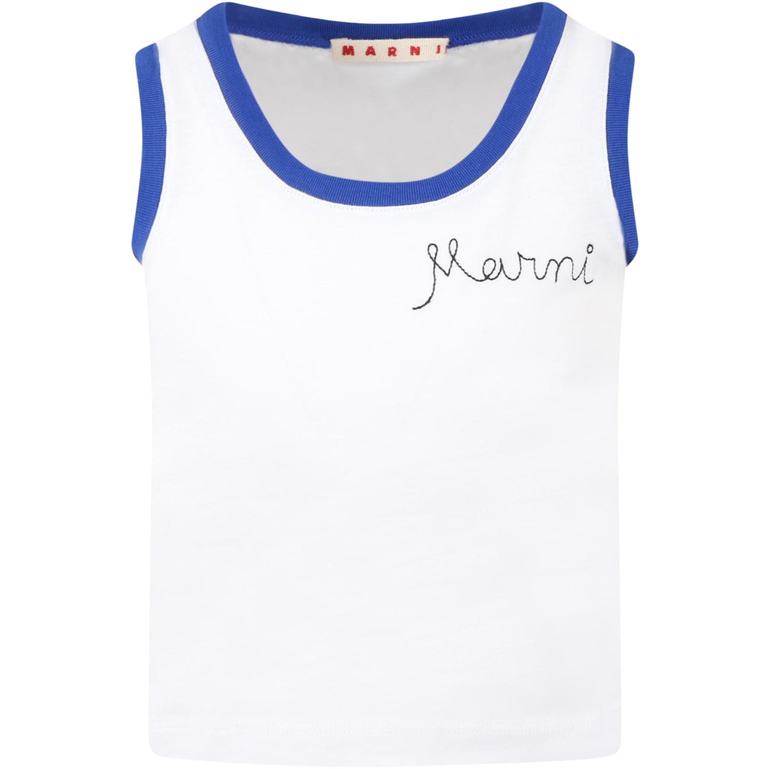 Marni White Tank Top For Girl With Logo