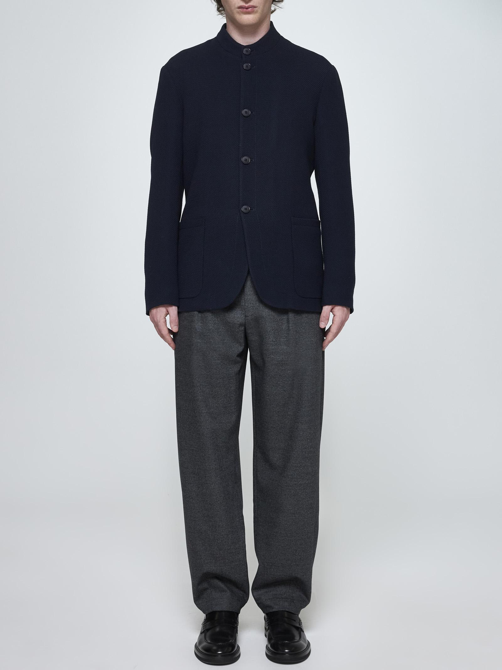 Shop Giorgio Armani Guru Wool Single-breasted Jacket In Blue