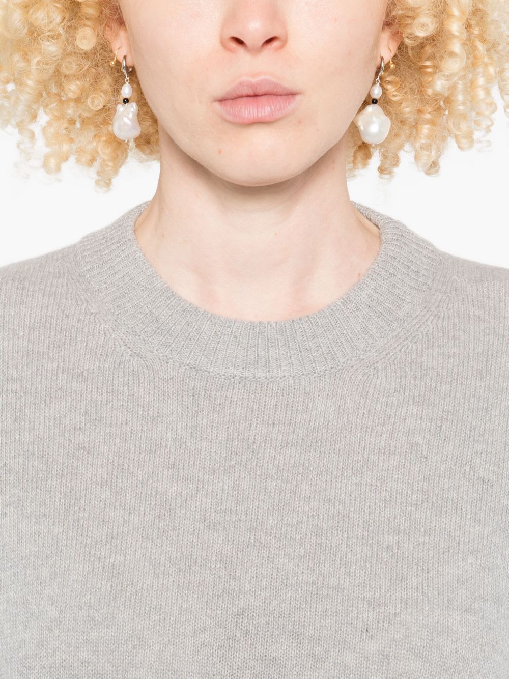 Roberto Collina Gray Cashmere And Wool Blend Sweater In Gray