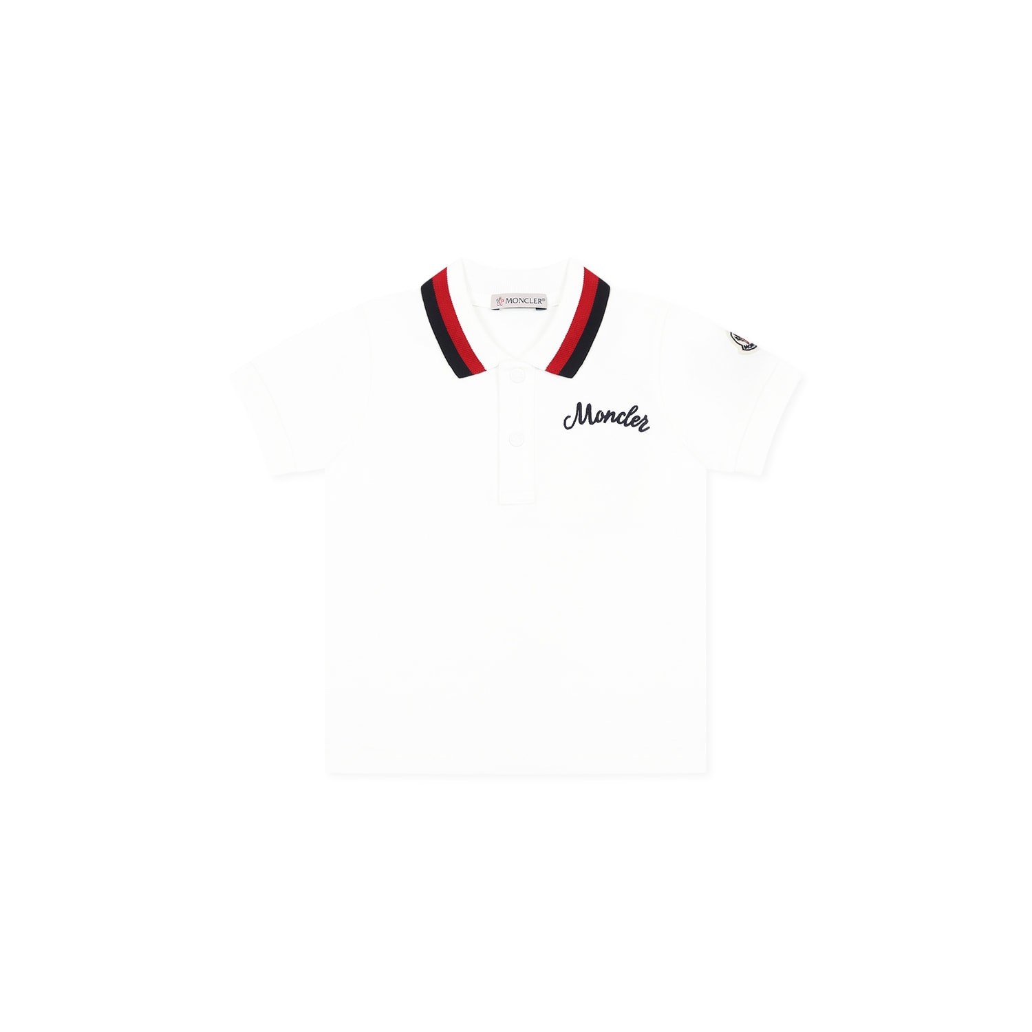 Moncler White Polo Shirt For Baby Boy With Logo In White