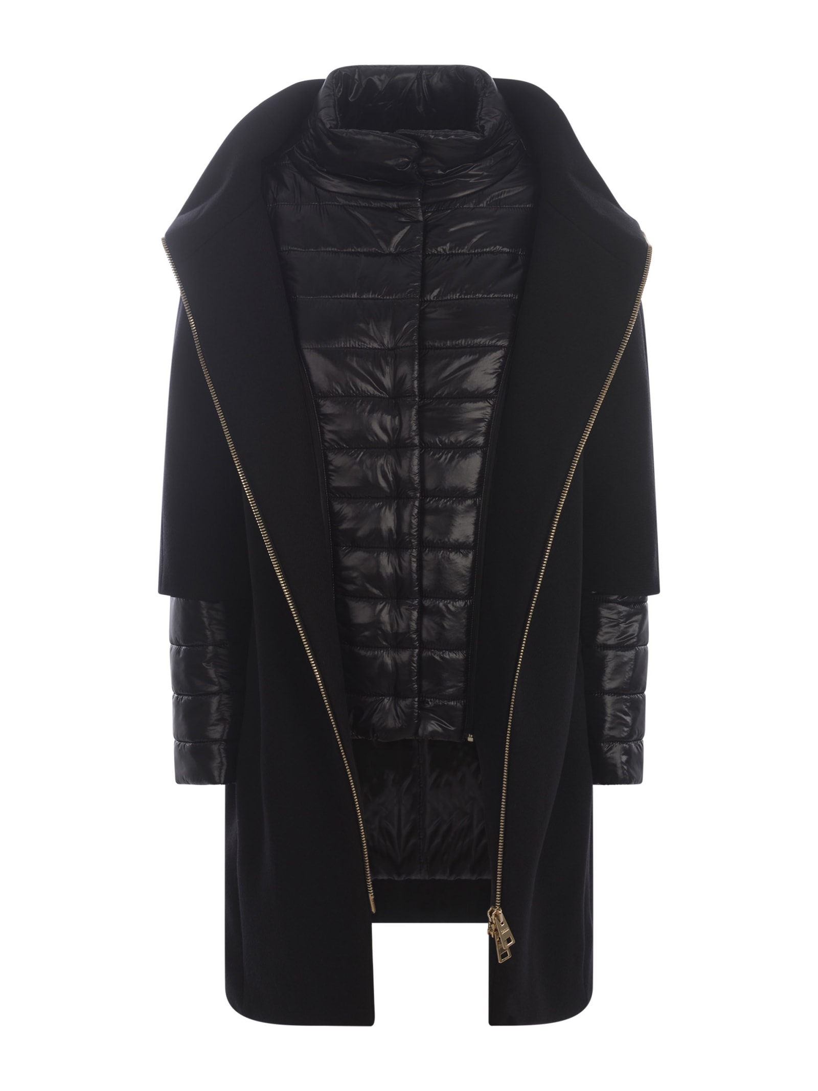 Shop Herno Coat  Made Of Wool And Nylon Twill In Black