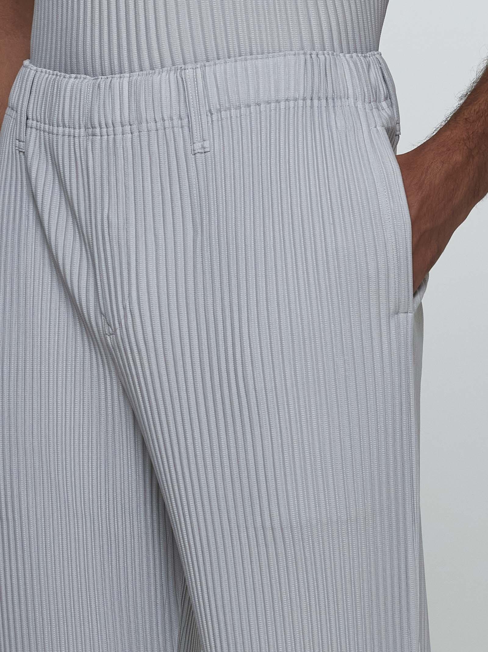 Shop Issey Miyake Pleated Fabric Trousers In Light Grey