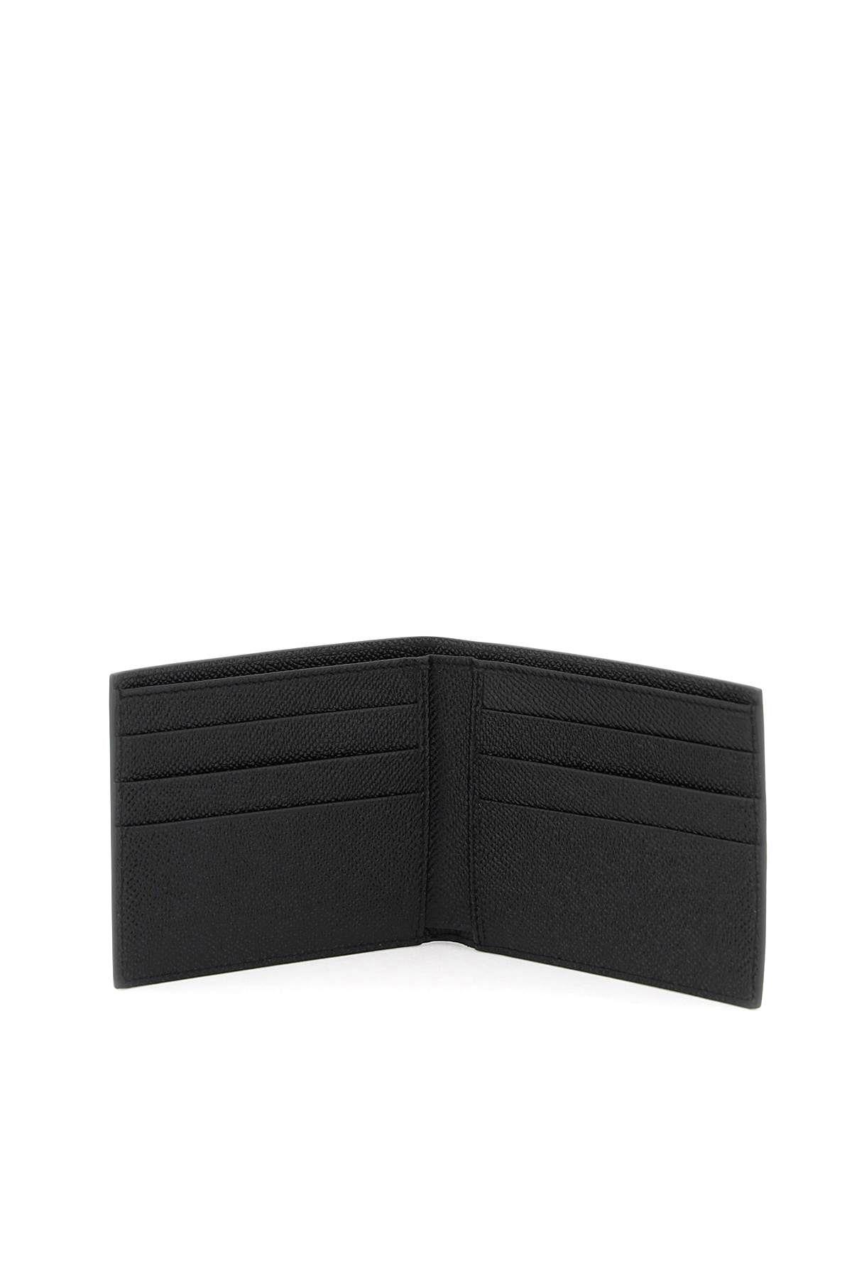 Shop Dolce & Gabbana Metal Logo Plaque Grained Leather Wallet In Black