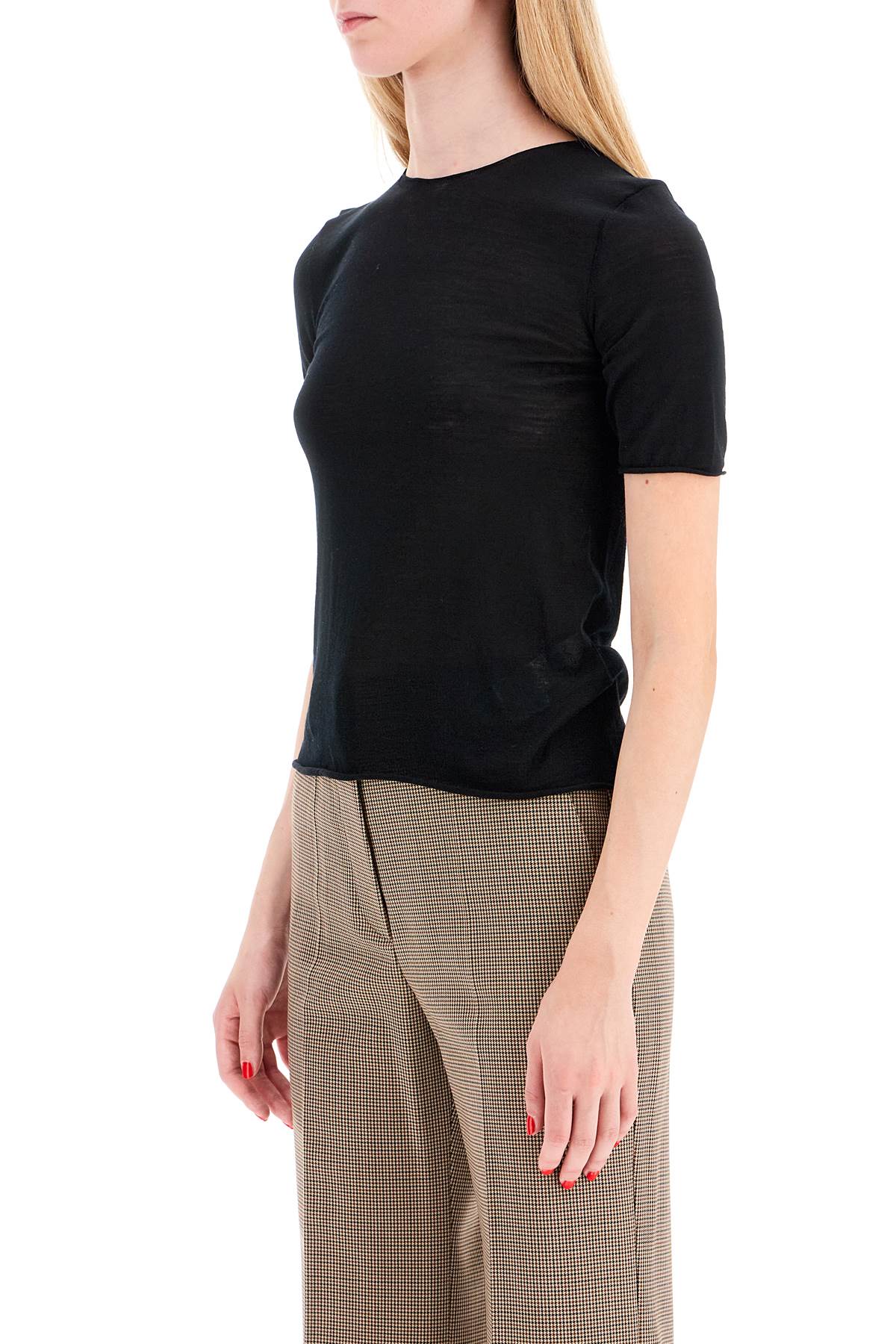 Shop Mrz Short-sleeved Knit Top For In Nero (black)