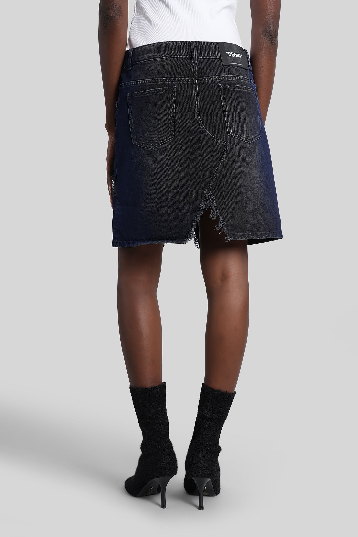 Off-white Skirt In Blue Cotton In Blue