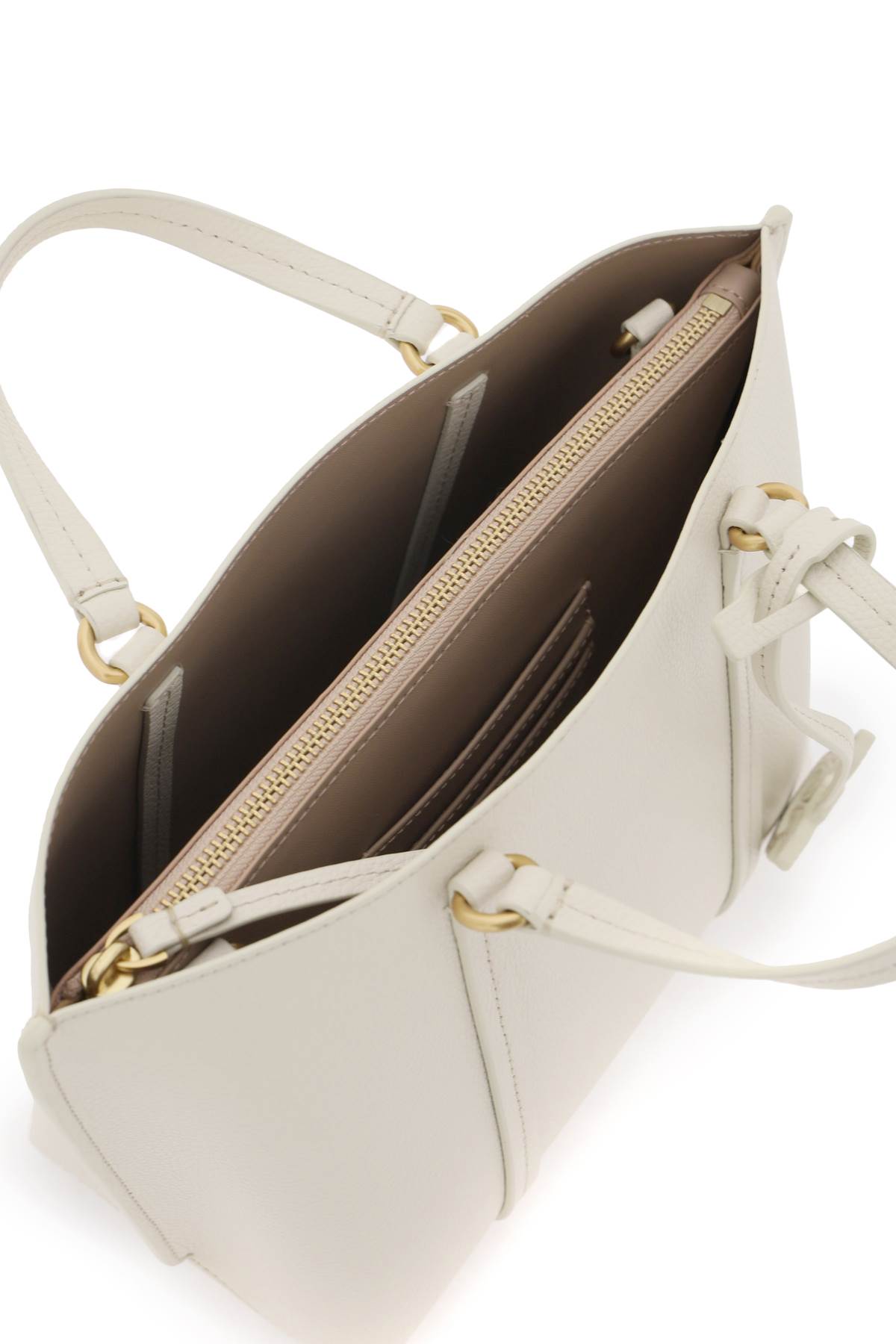 Shop Pinko Carrie Shopper Classic Handbag In Bianco Seta Antique Gold (white)