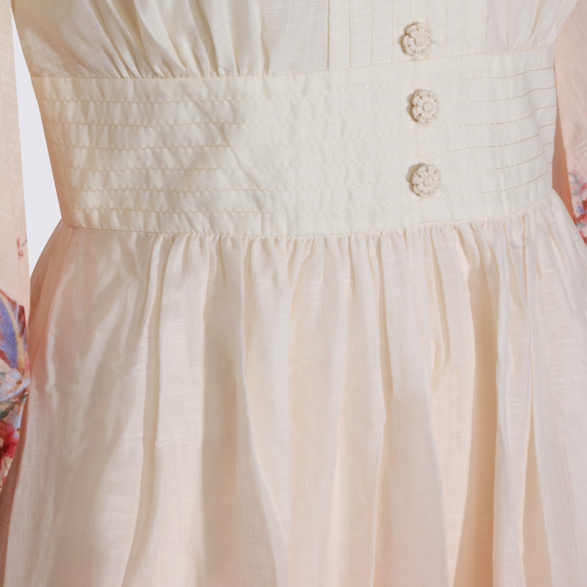 Zimmermann Ivory Floral Cotton Dress In Multi