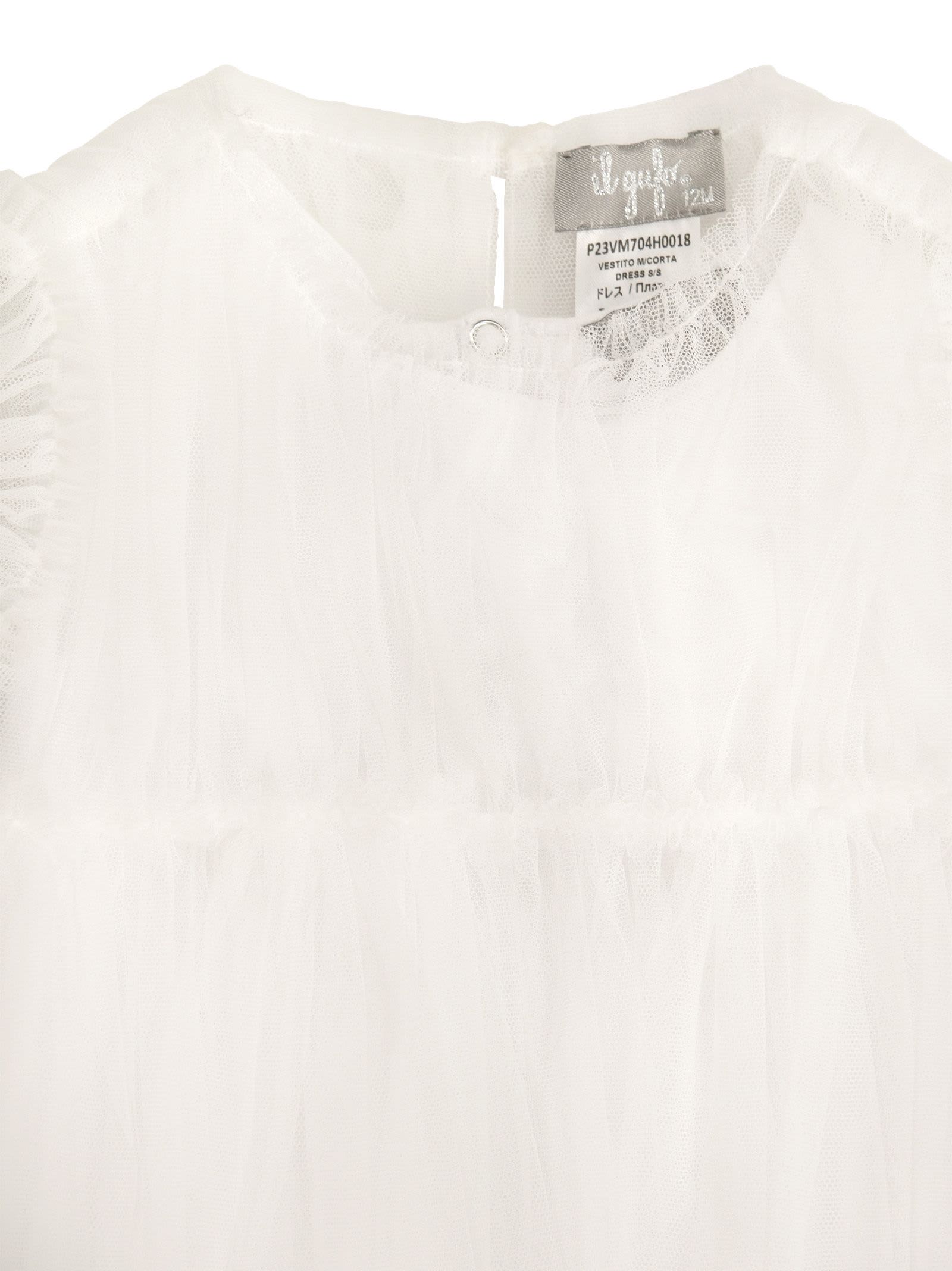 Shop Il Gufo Tulle Baby Dress In Latte