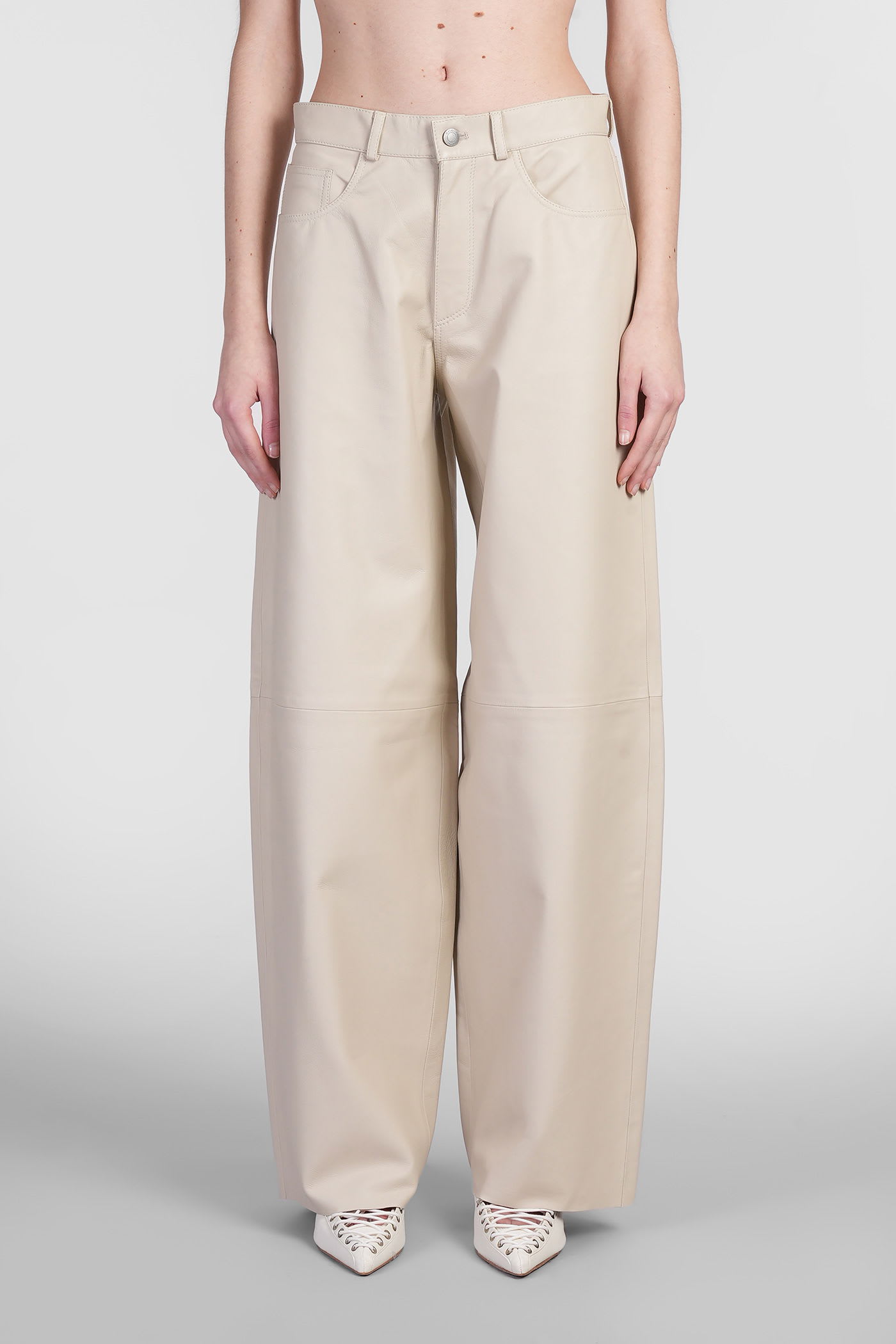 Haikure Bethany Pants In Beige Leather In Neutral