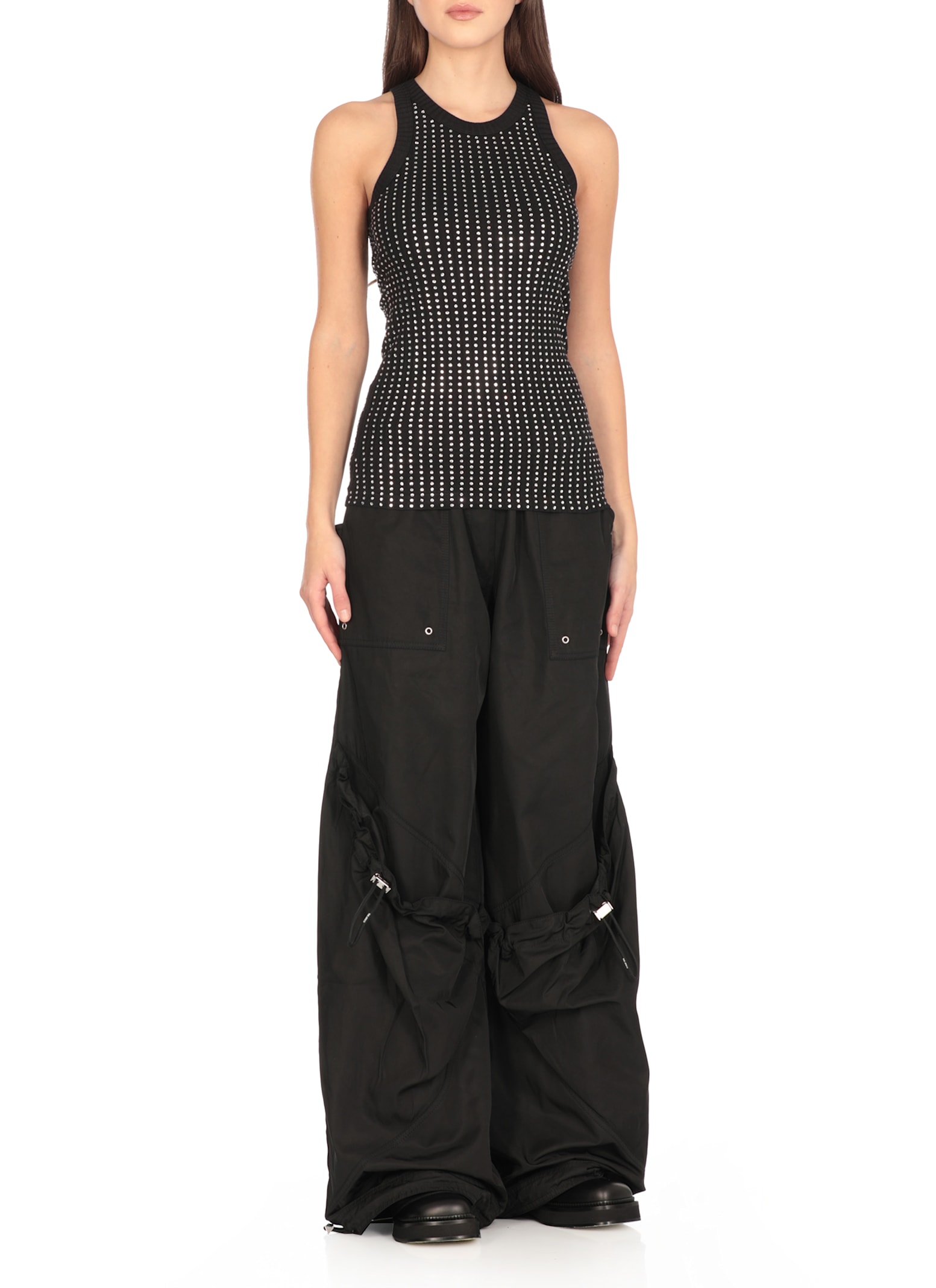 Attico Black Hotfix Crystal Tank Top