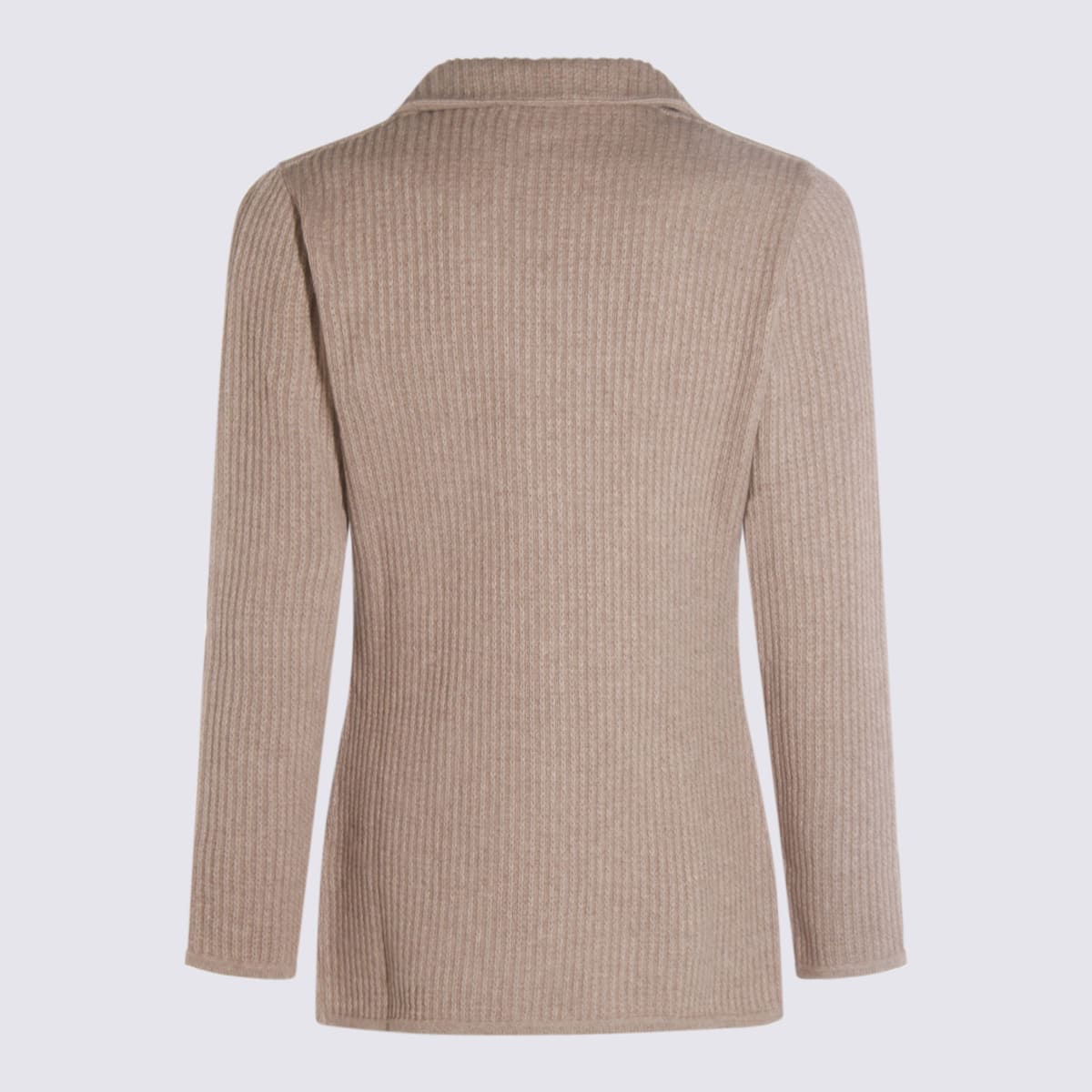 Lardini Crewneck Sweater With Front Pockets And Lapel Collar In Gray