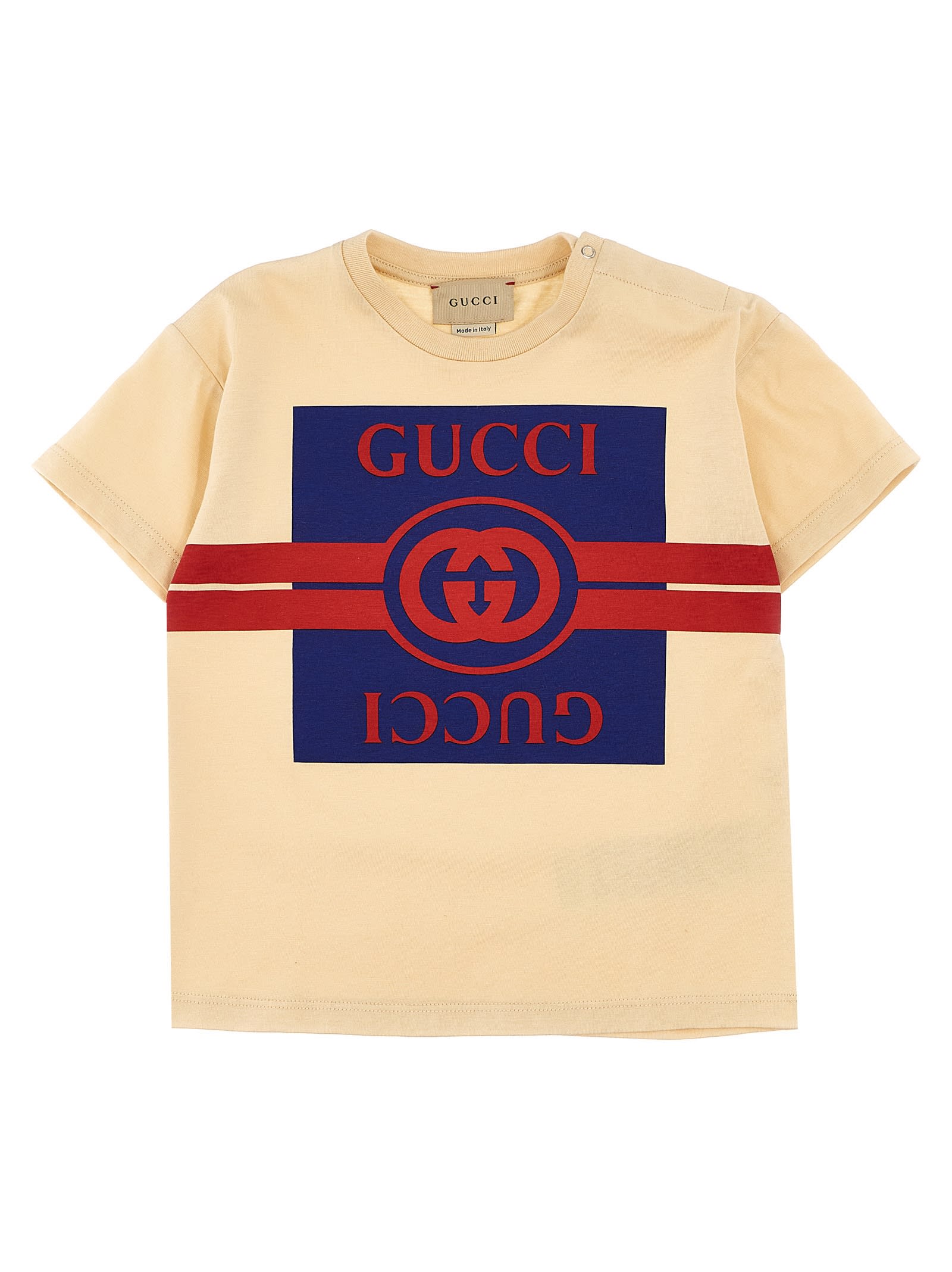 Shop Gucci Logo T-shirt In Beige